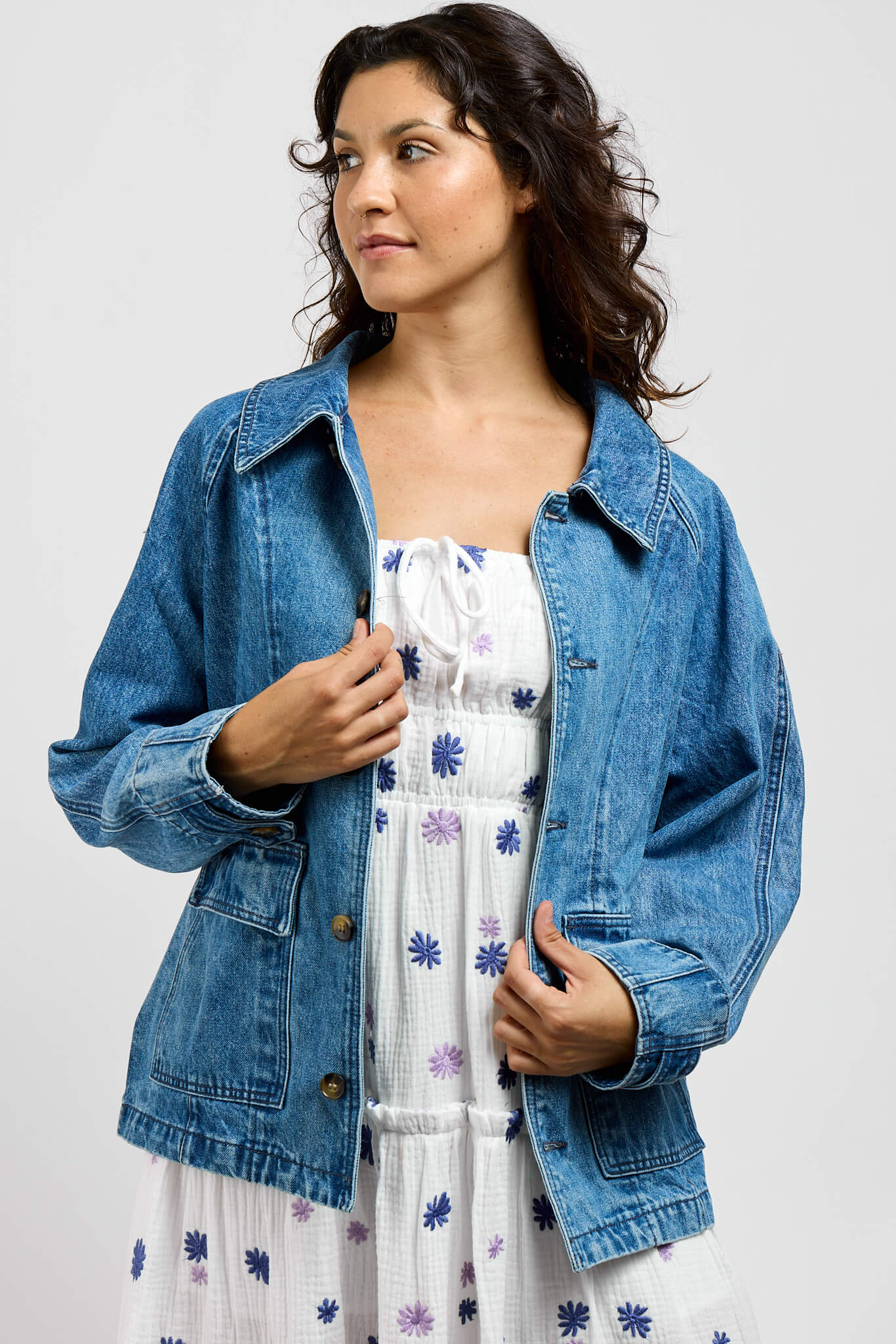 Womens medium wash denim jacket