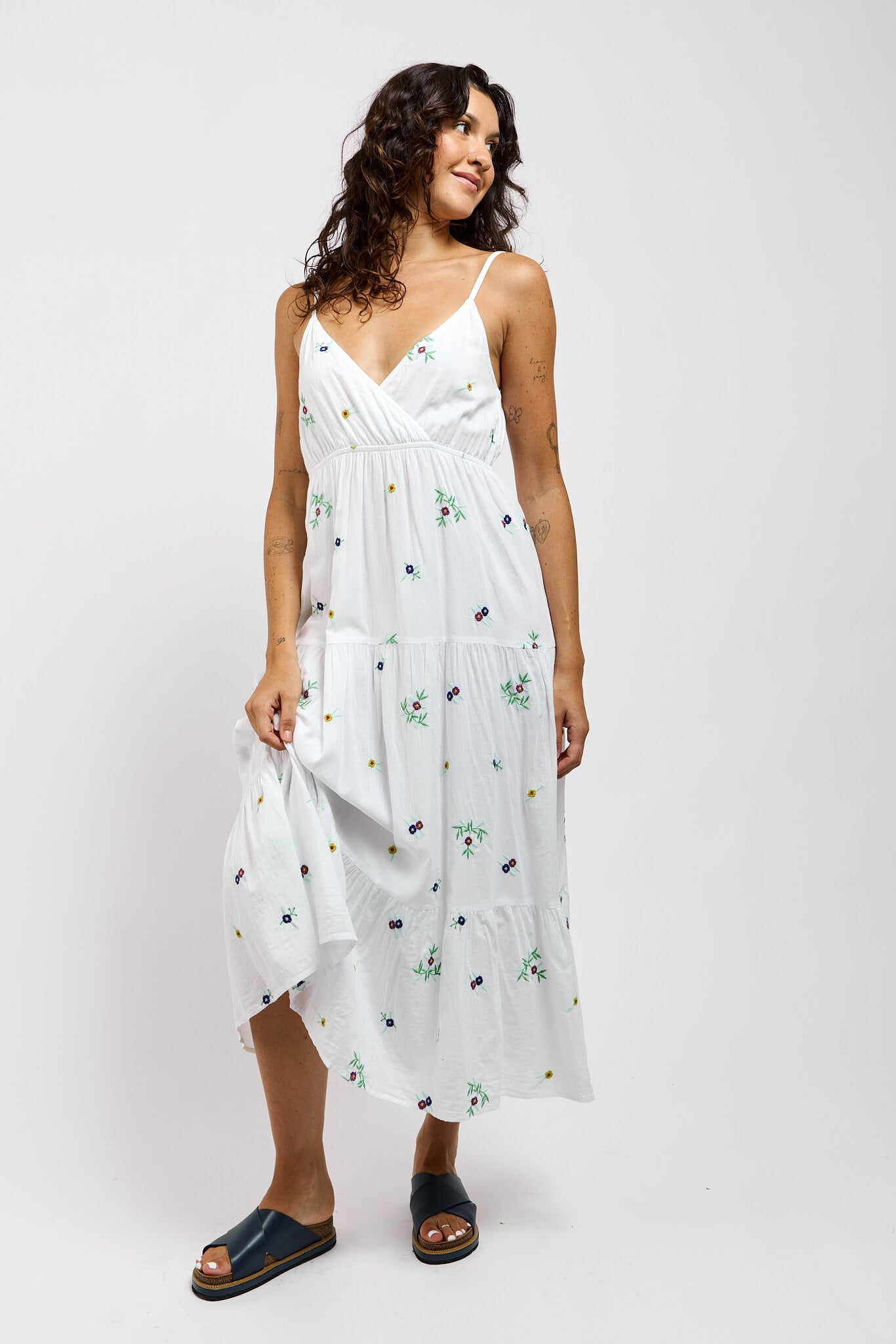 Womens white cotton maxi dress