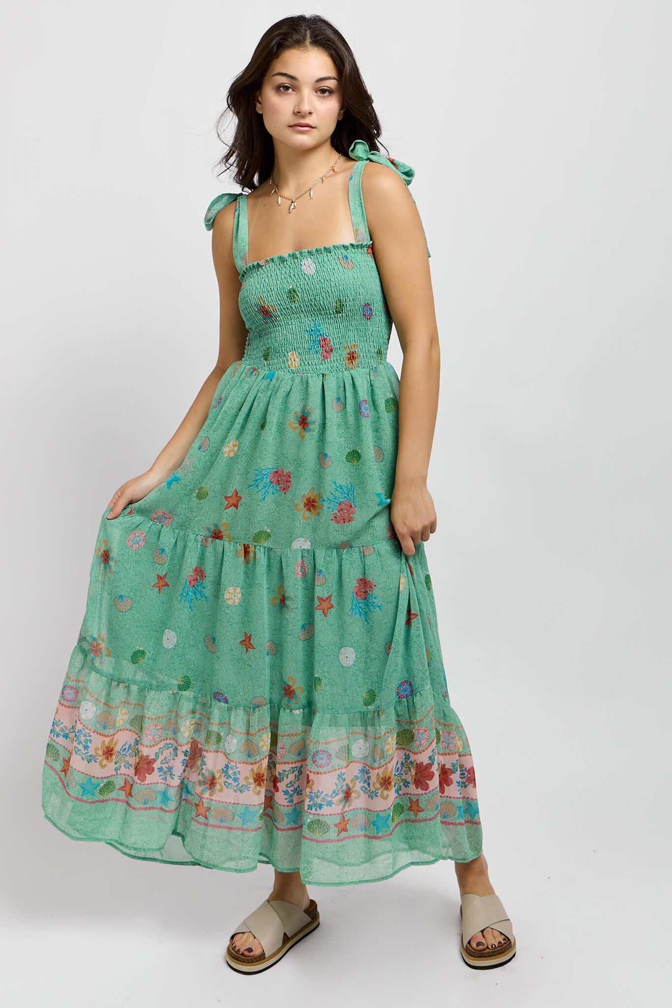 Womens green maxi dress