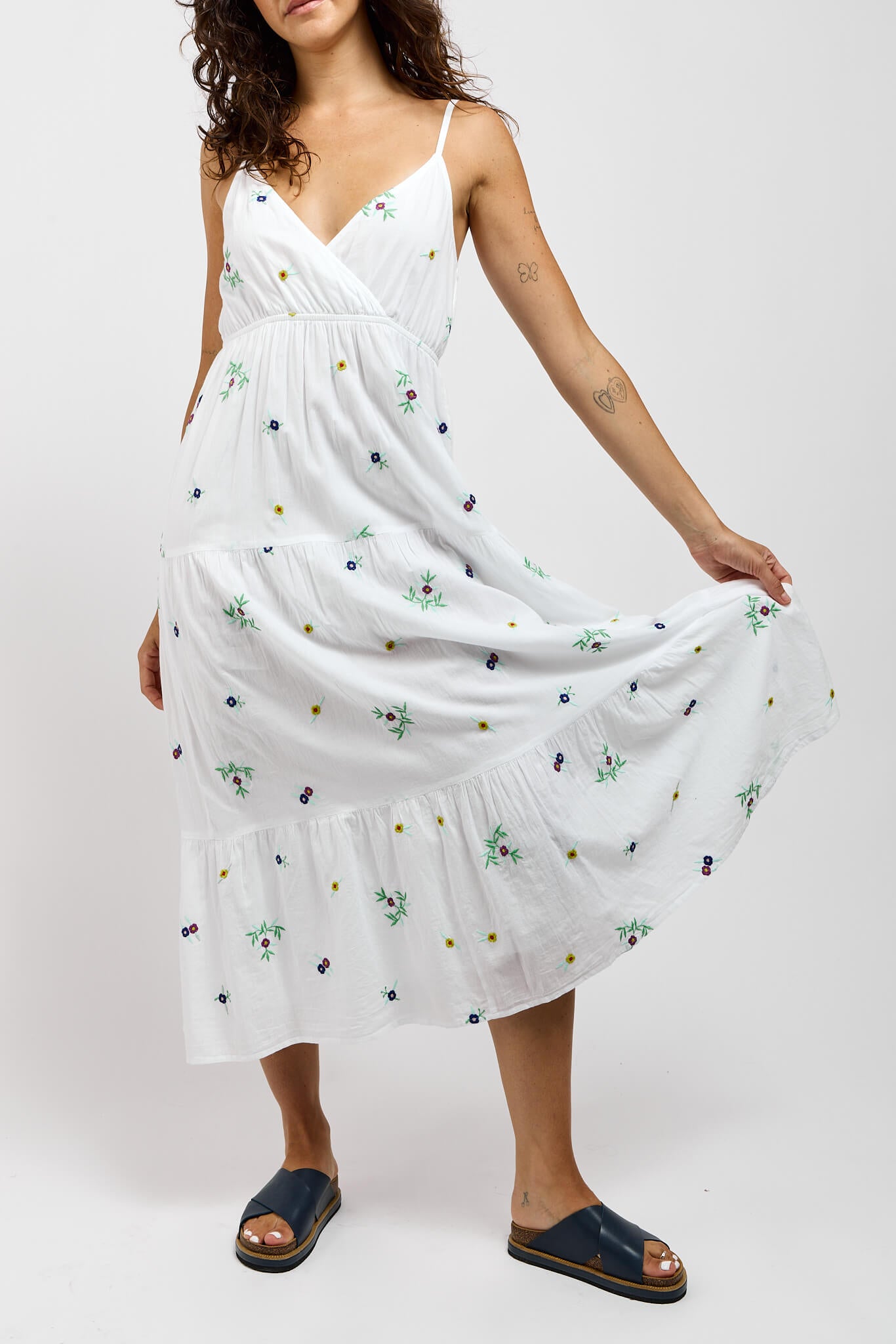 Womens flowy white cotton dress with spaghetti straps
