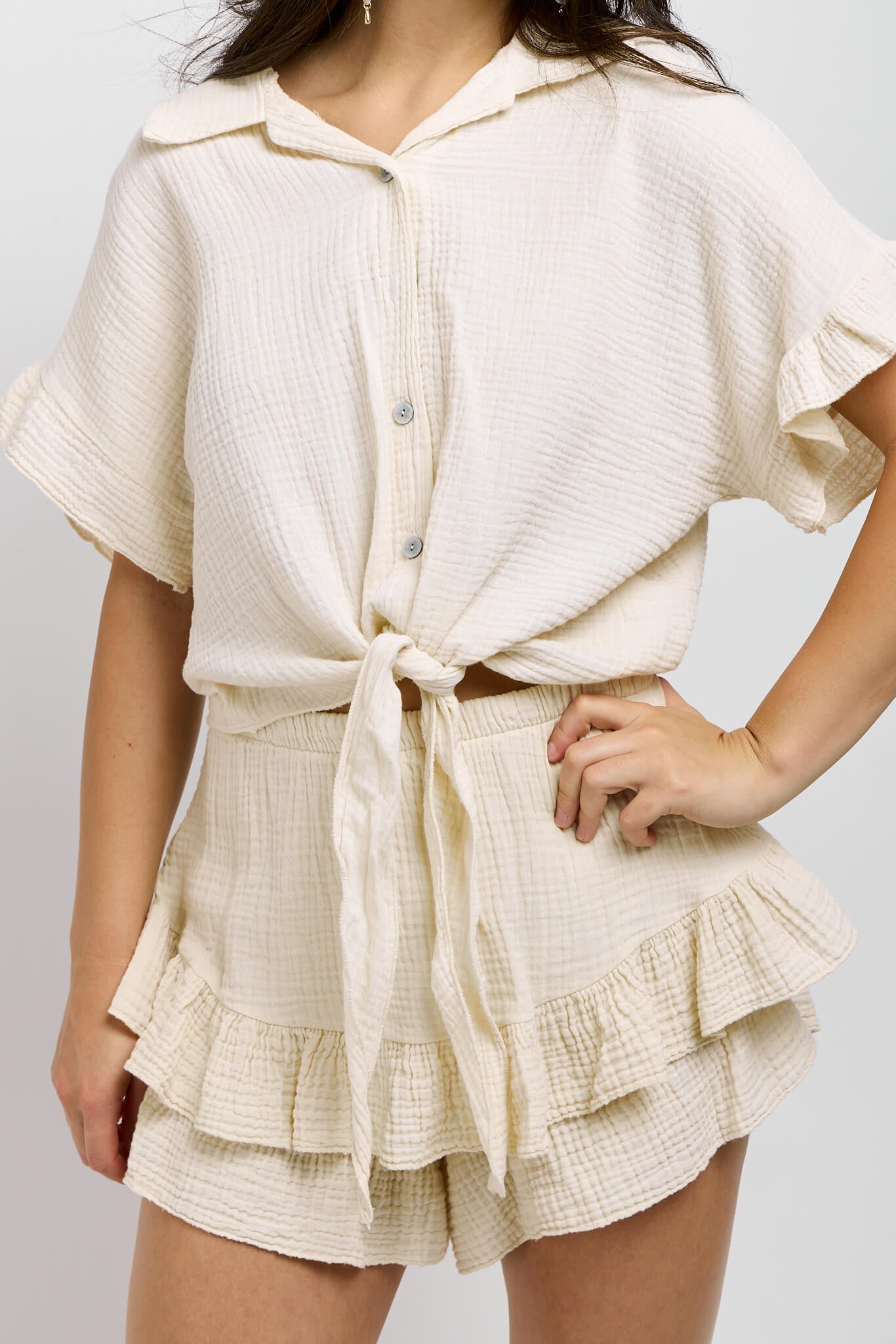 Womens relaxed fit buttonup top