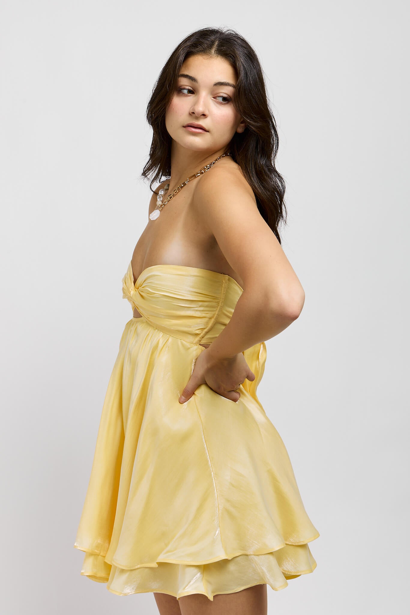 Womens strapless layered mini dress