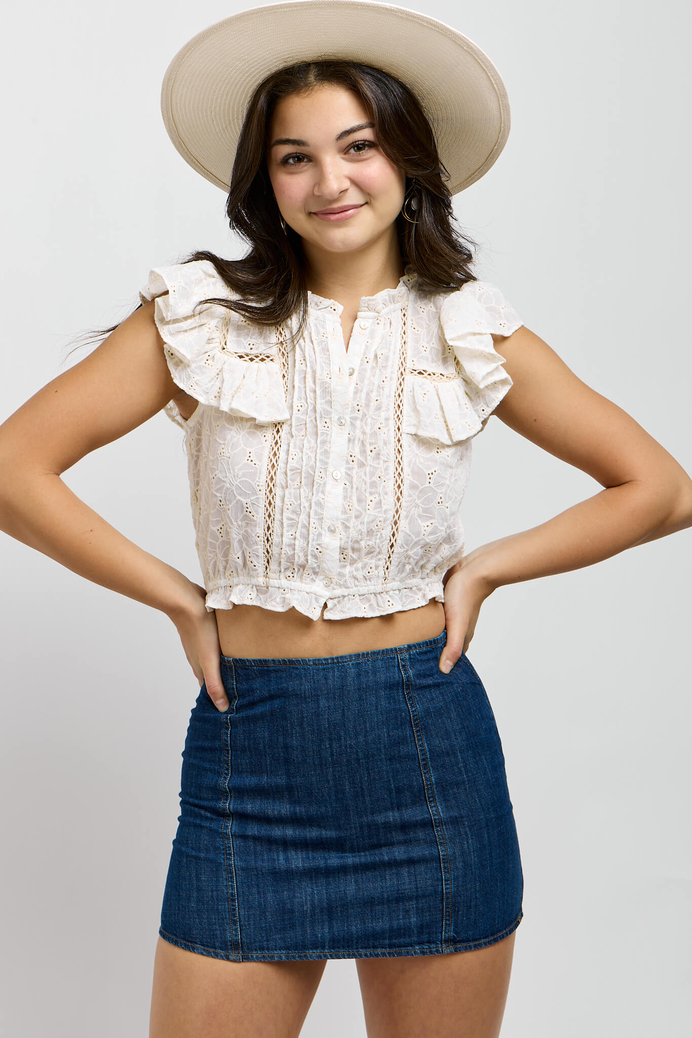 Womens denim mini skirt
