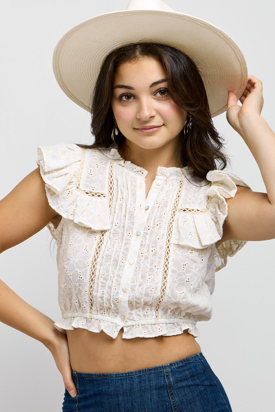 Womens lace detail crop top