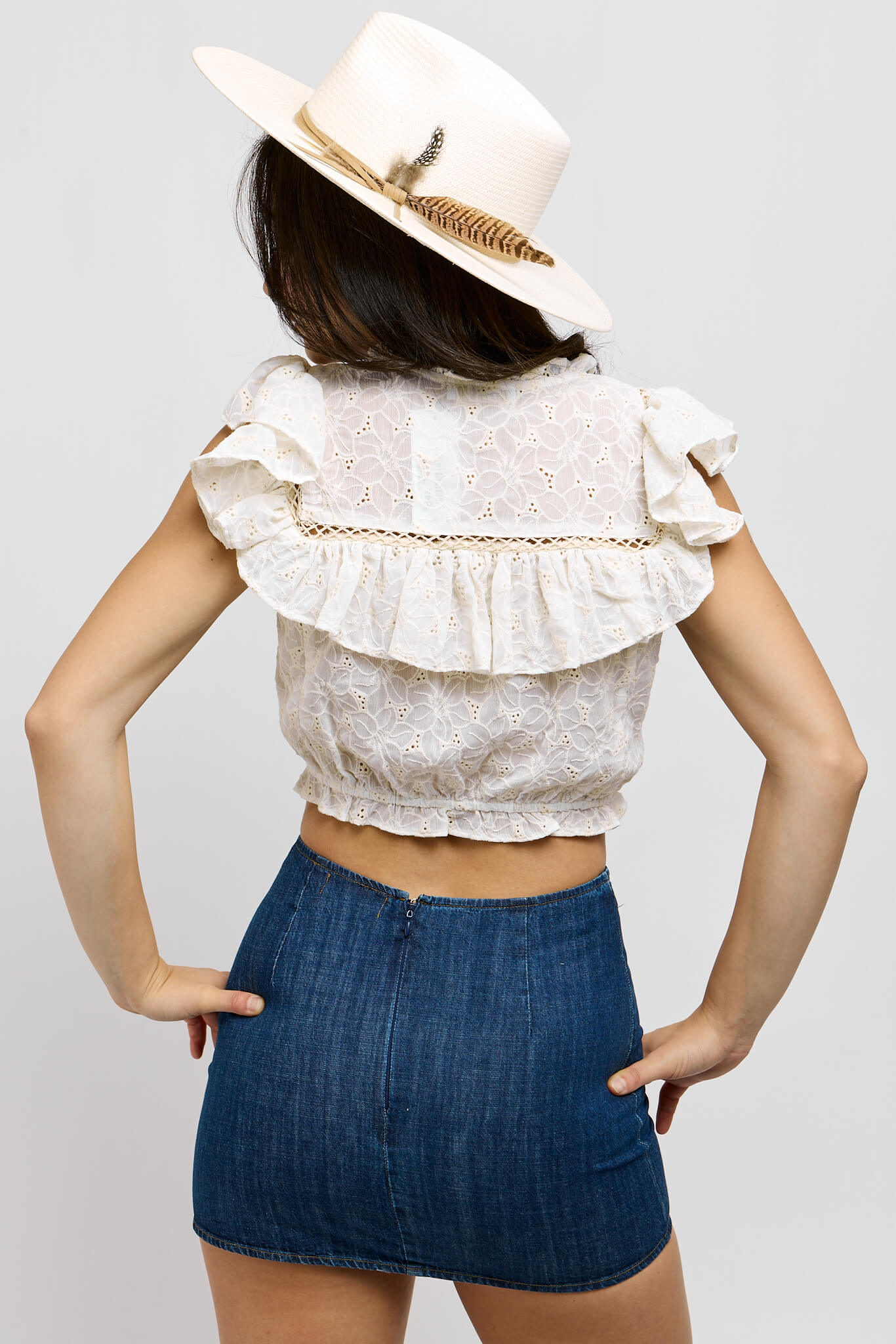 Womens high waisted skirt with back zipper closure