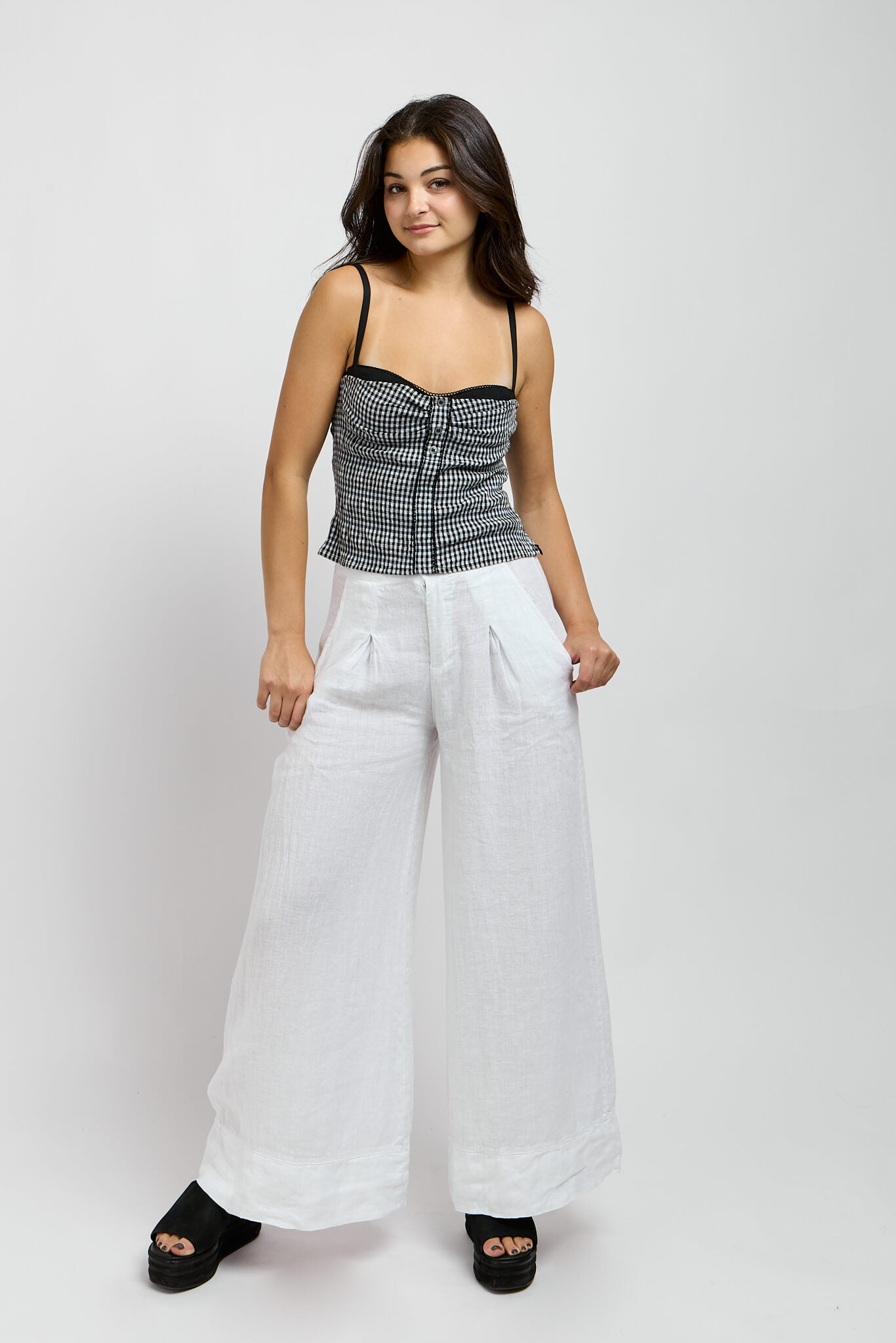 Womens italian linen palazzo pants