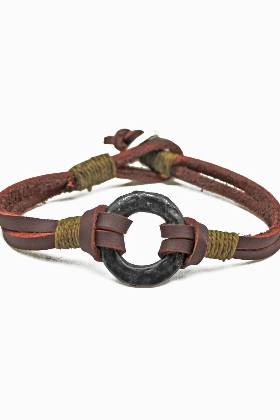 nju Jewelry Aadi Pewter Disc Brown Leather Bracelet. Shop men’s jewelry for everyday wear. Men’s leather jewelry. Casual men’s jewelry. Popular men’s jewelry styles for casual outfits. Adventurous jewelry for men. Indian jewelry for men. Handmade jewelry for men of all styles. Feel the spirit of India when you wear Anju’s jewelry for men. Genuine leather necklaces and handwoven leather bracelets include metal accents and wooden accents. Easy men’s jewelry with an Indian flair will keep you looking stylish.