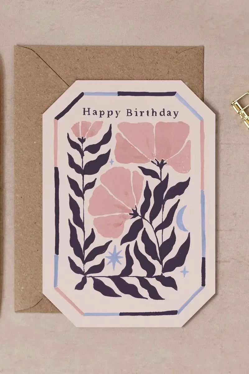 Sister Paper Co. leafy floral happy birthday card
