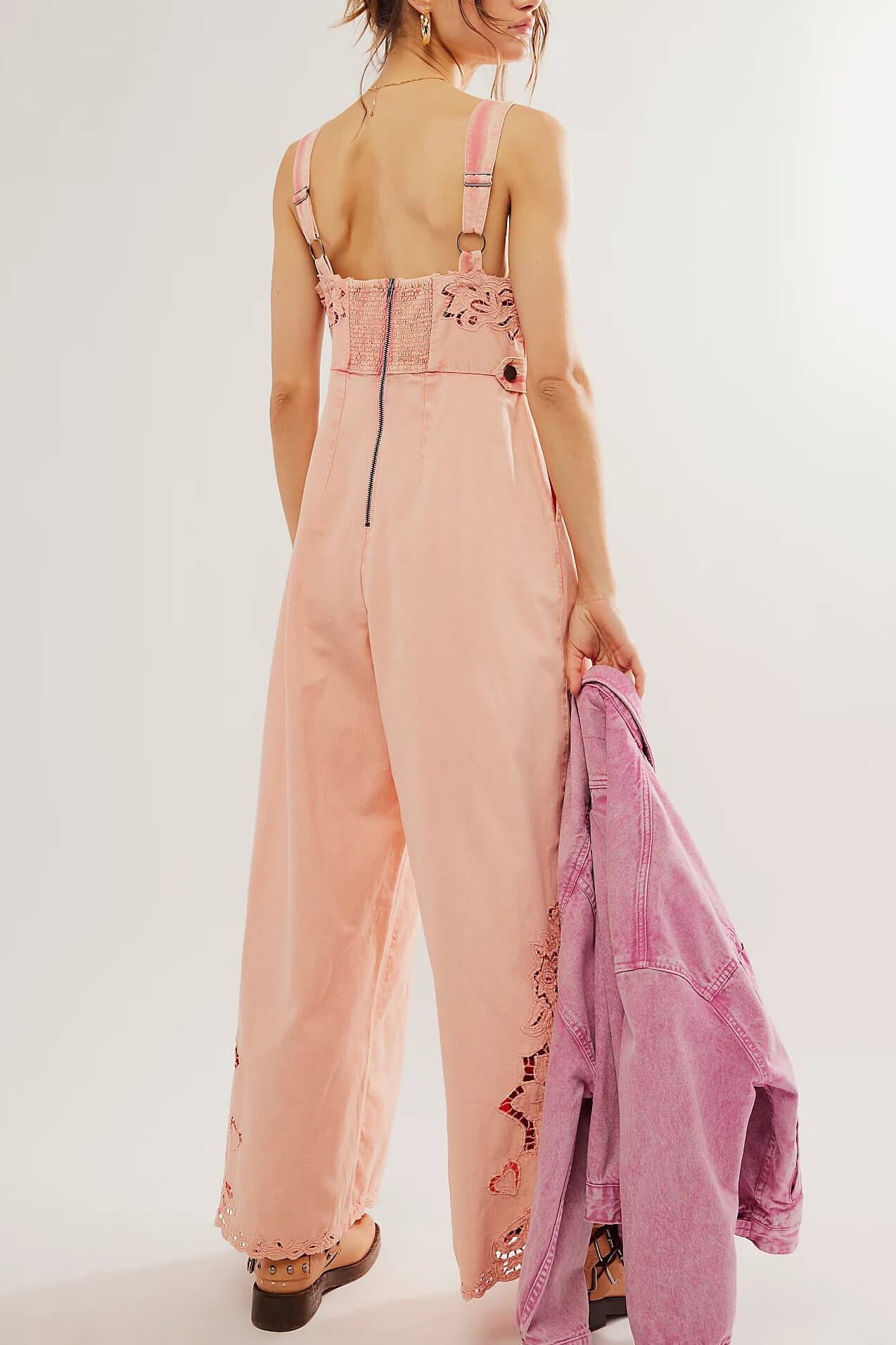 pink chambray jumpsuit