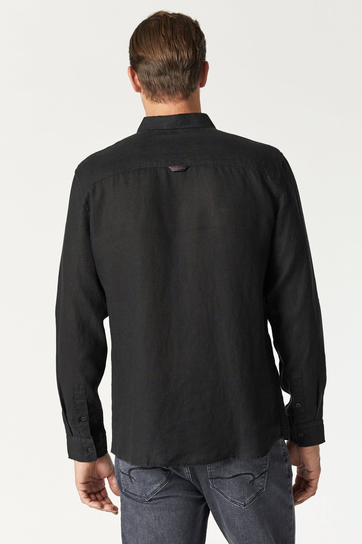 Mavi Mens Long Sleeve Linen Buttonup Black