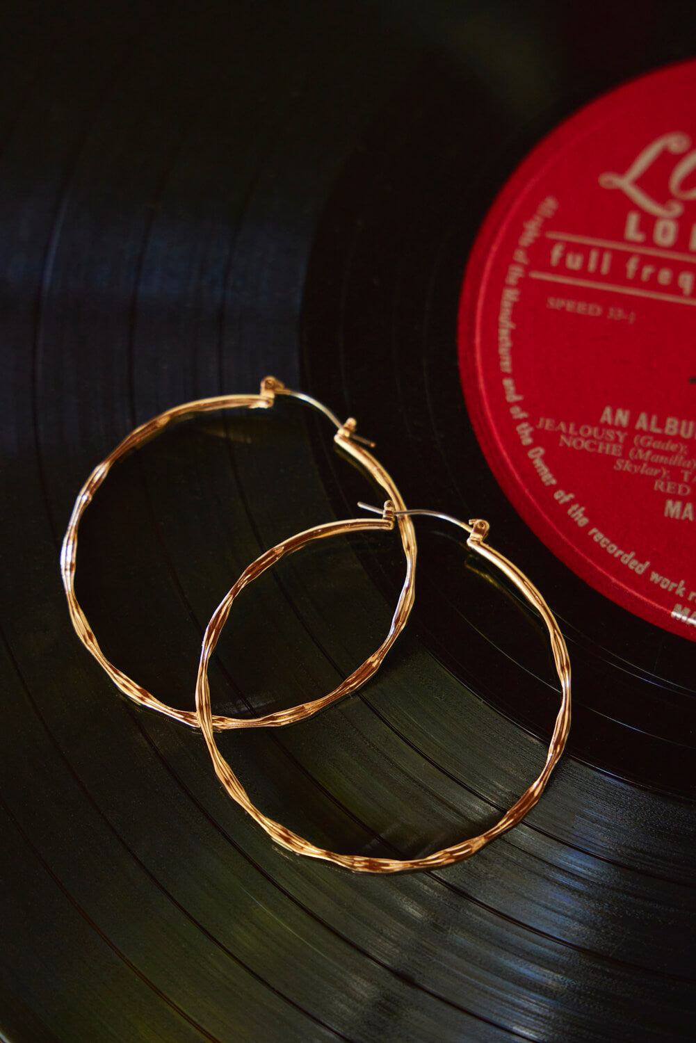 Women's brass gold hammered texture earrings
