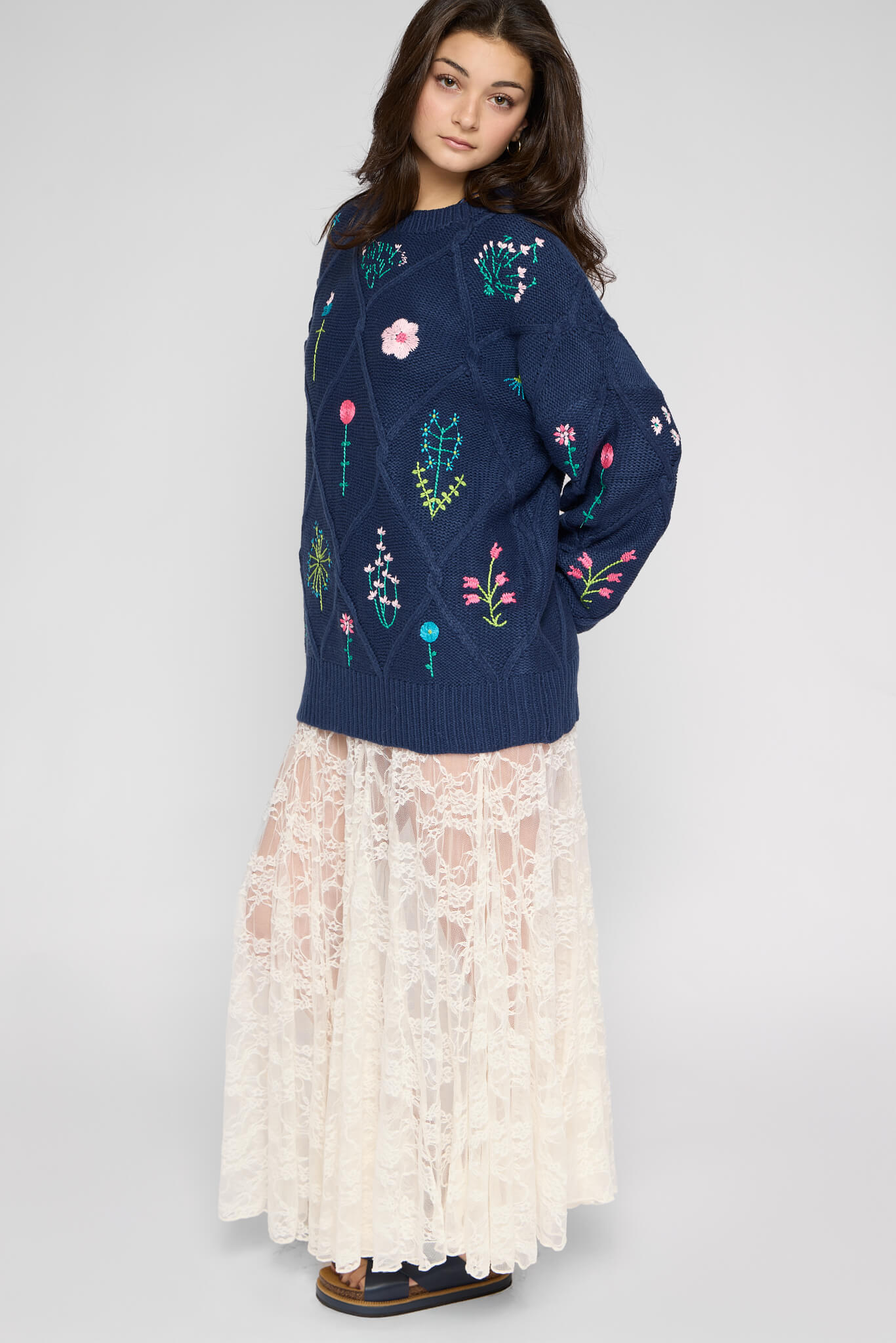 Womens navy blue knit sweater