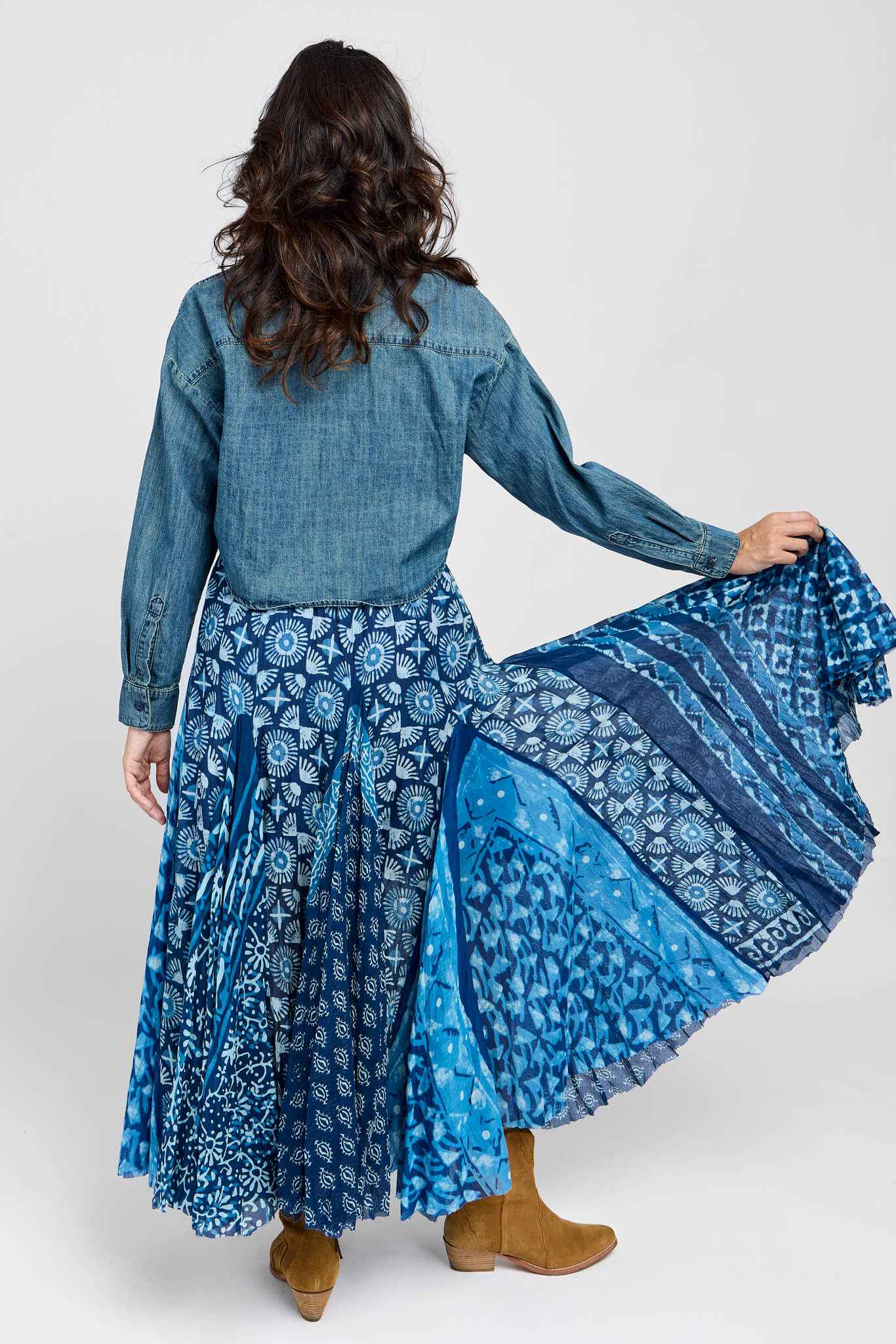 Going Places Crop Denim Buttonup