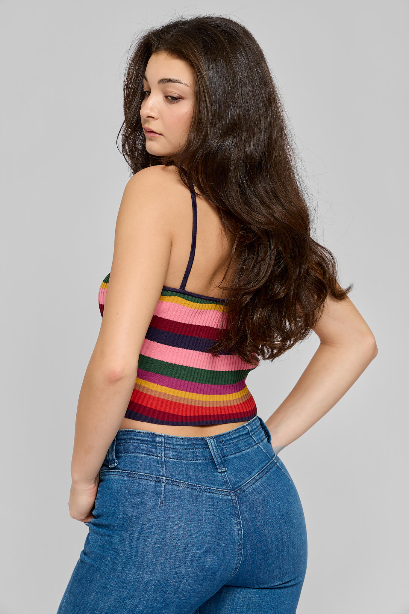 Womens stretchy colorful tank crop top