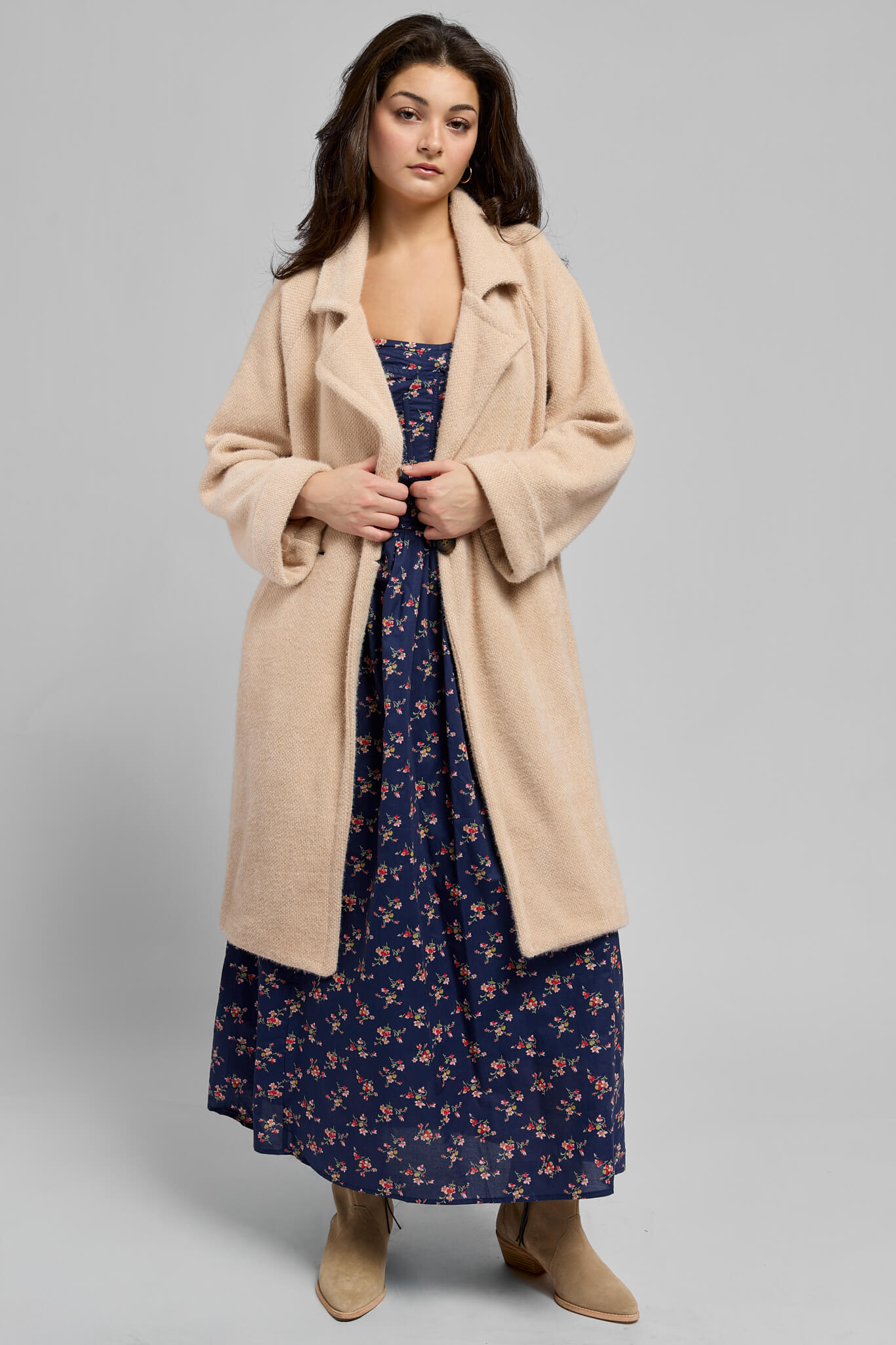 Womens blush long sleeve fuzzy coat