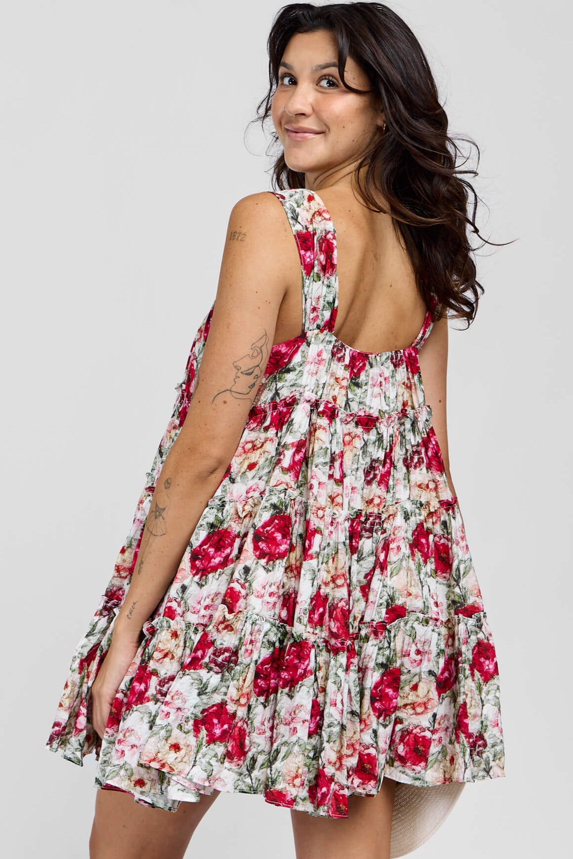 Womens floral print babydoll dress with slip
