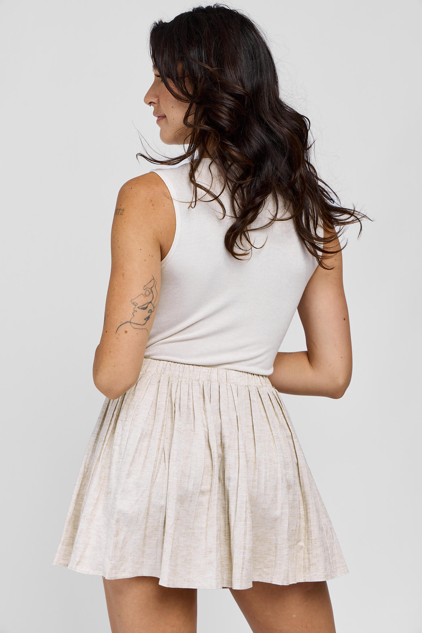 Womens mini skirt with subtle pleating