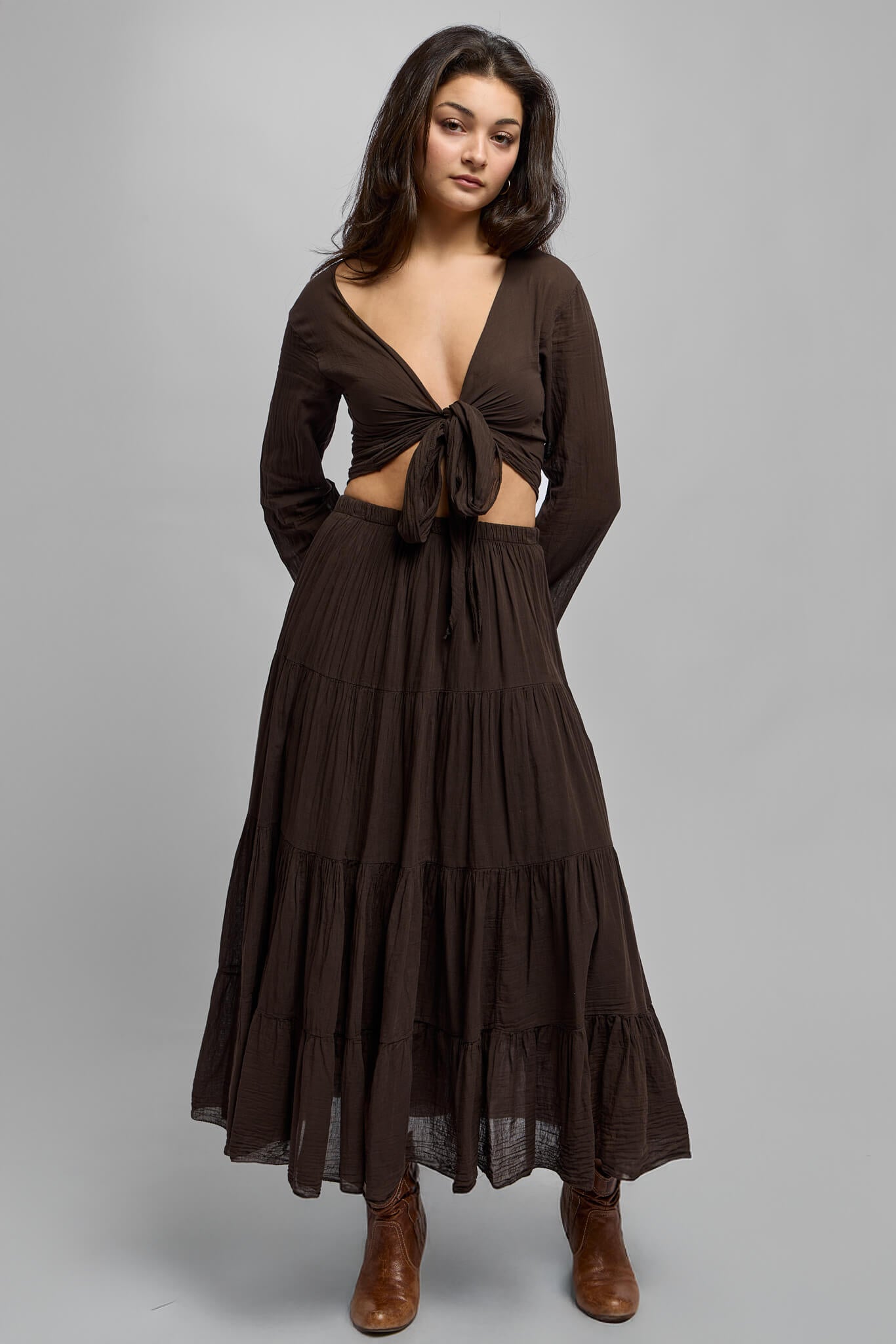 Womens brown long sleeve top