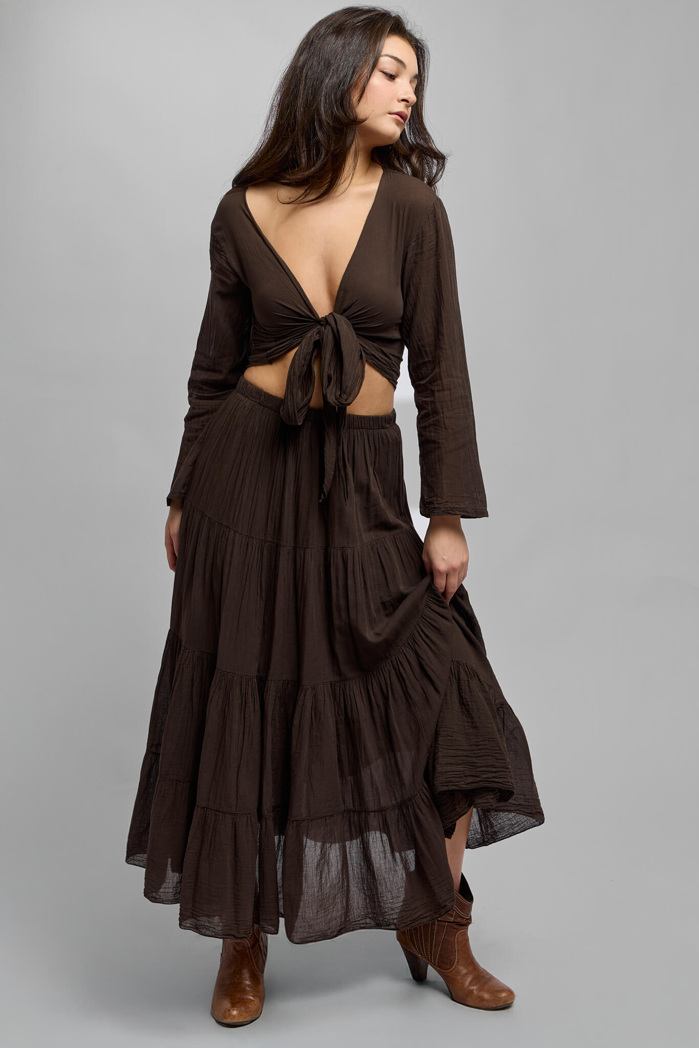 Womens brown maxi skirt