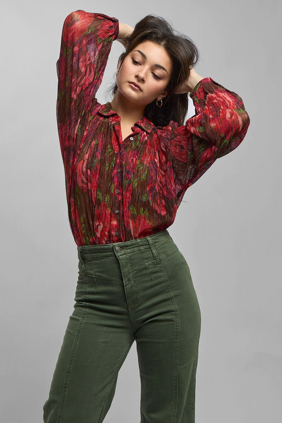 Womens collared blouse with front buttons