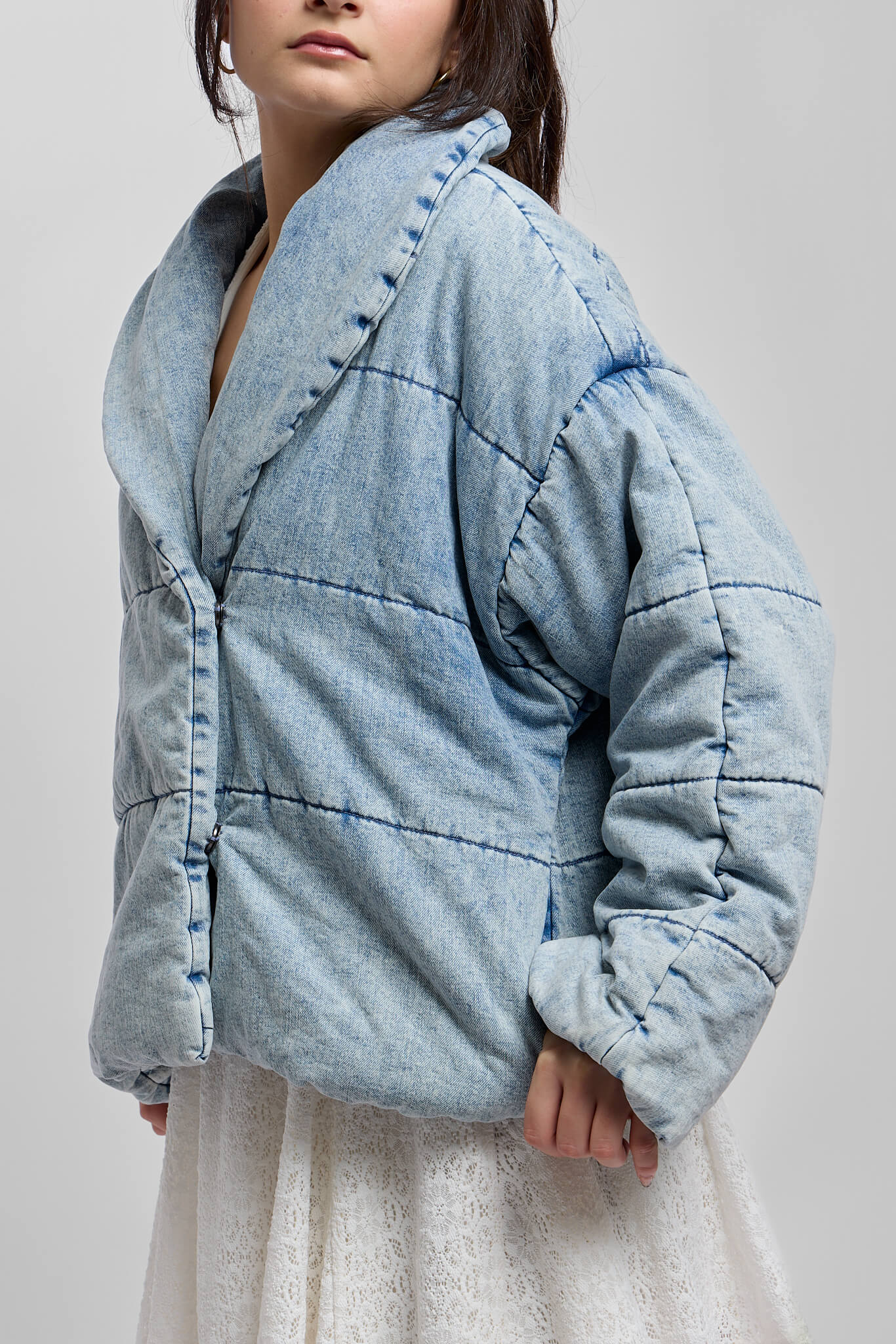 Womens puffy blue collared jacket