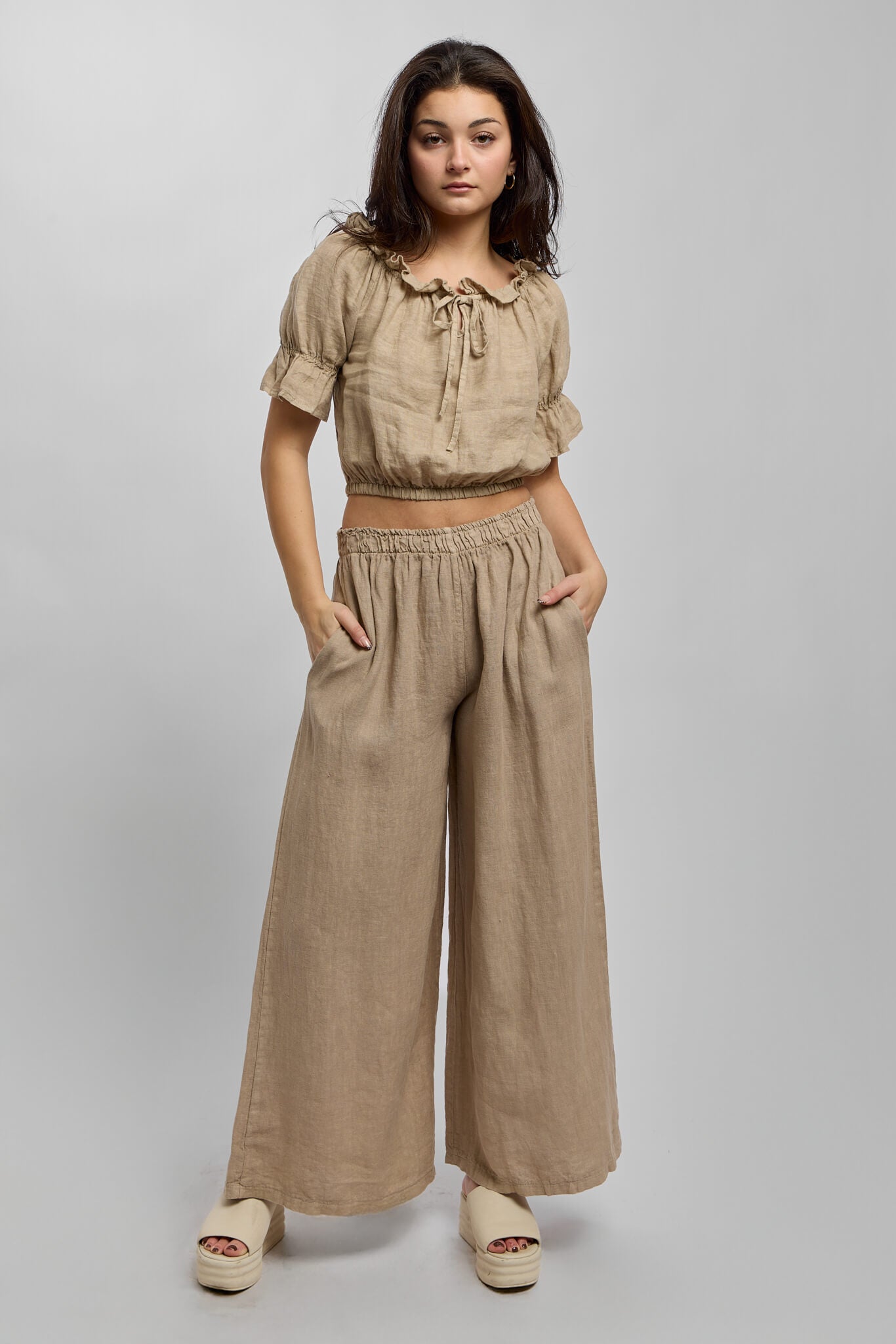 Womens earth toned wide leg pant