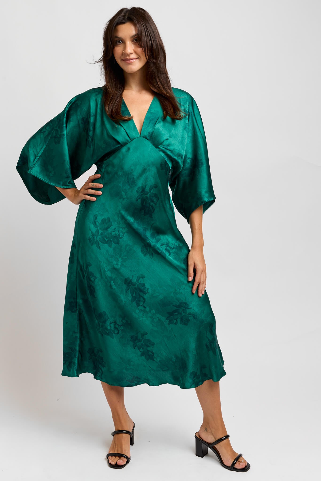 Womens emerald green floral dress