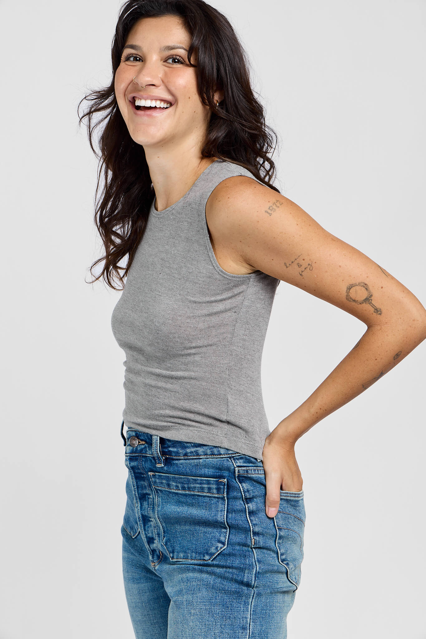 Womens grey ribbed tank