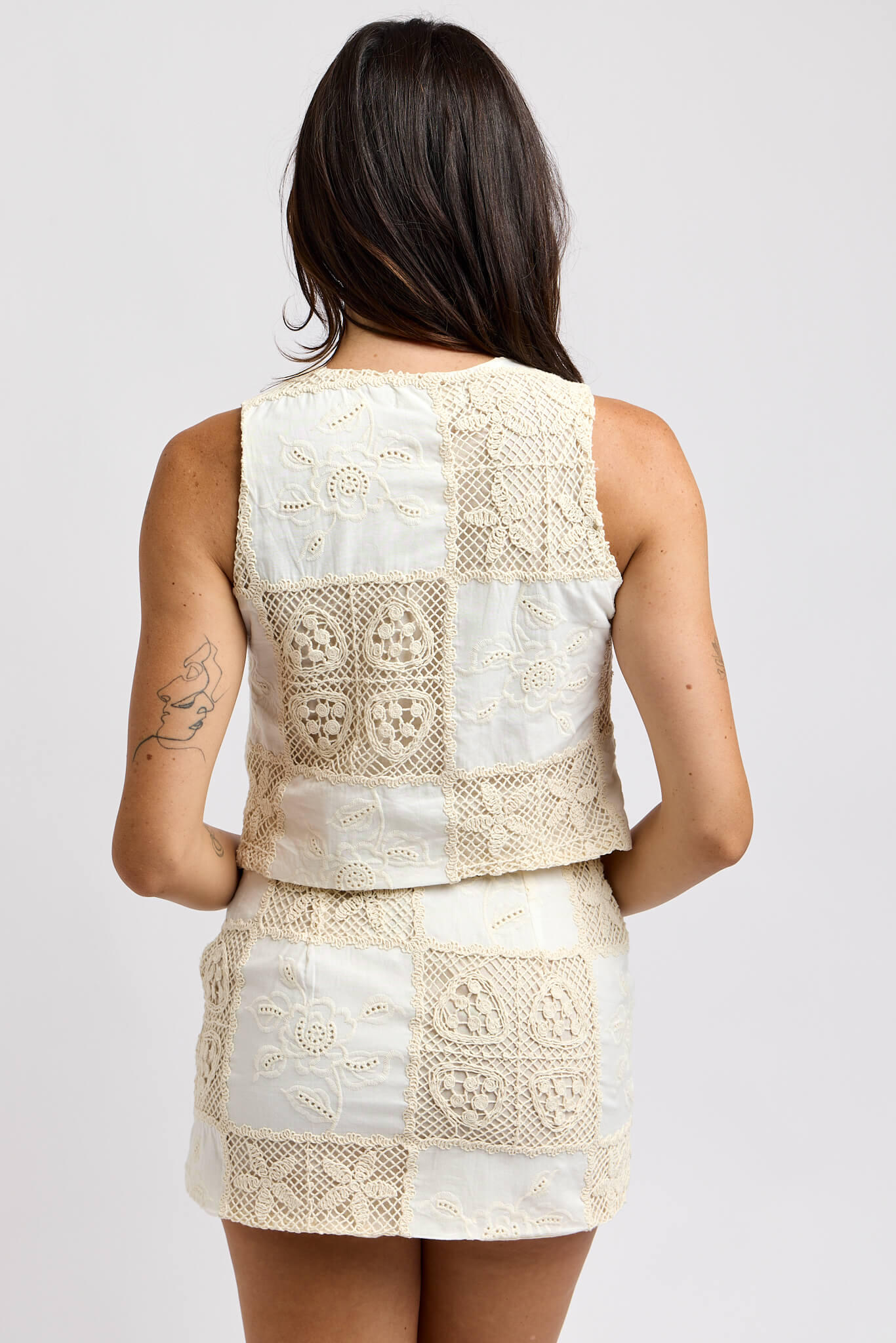 Womens patchwork ivory mini skirt