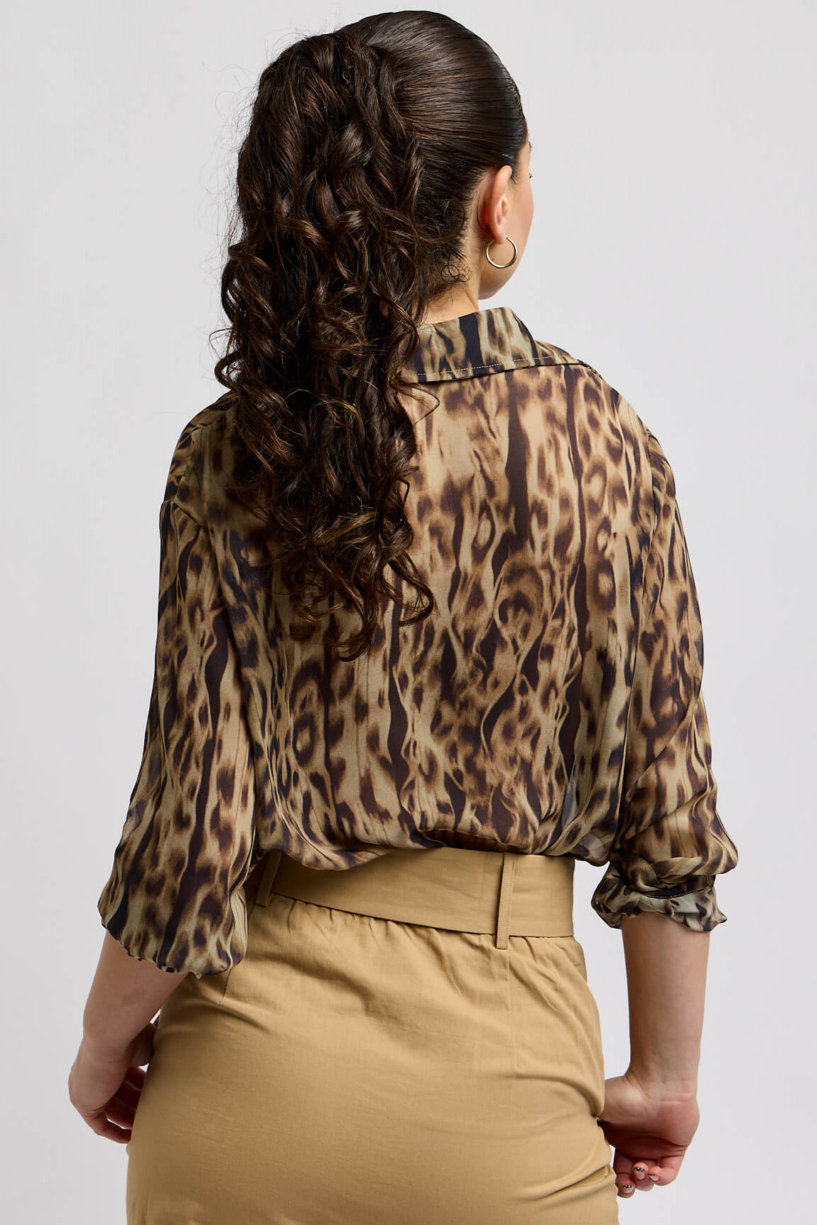 Womens animal print buttonup with collar