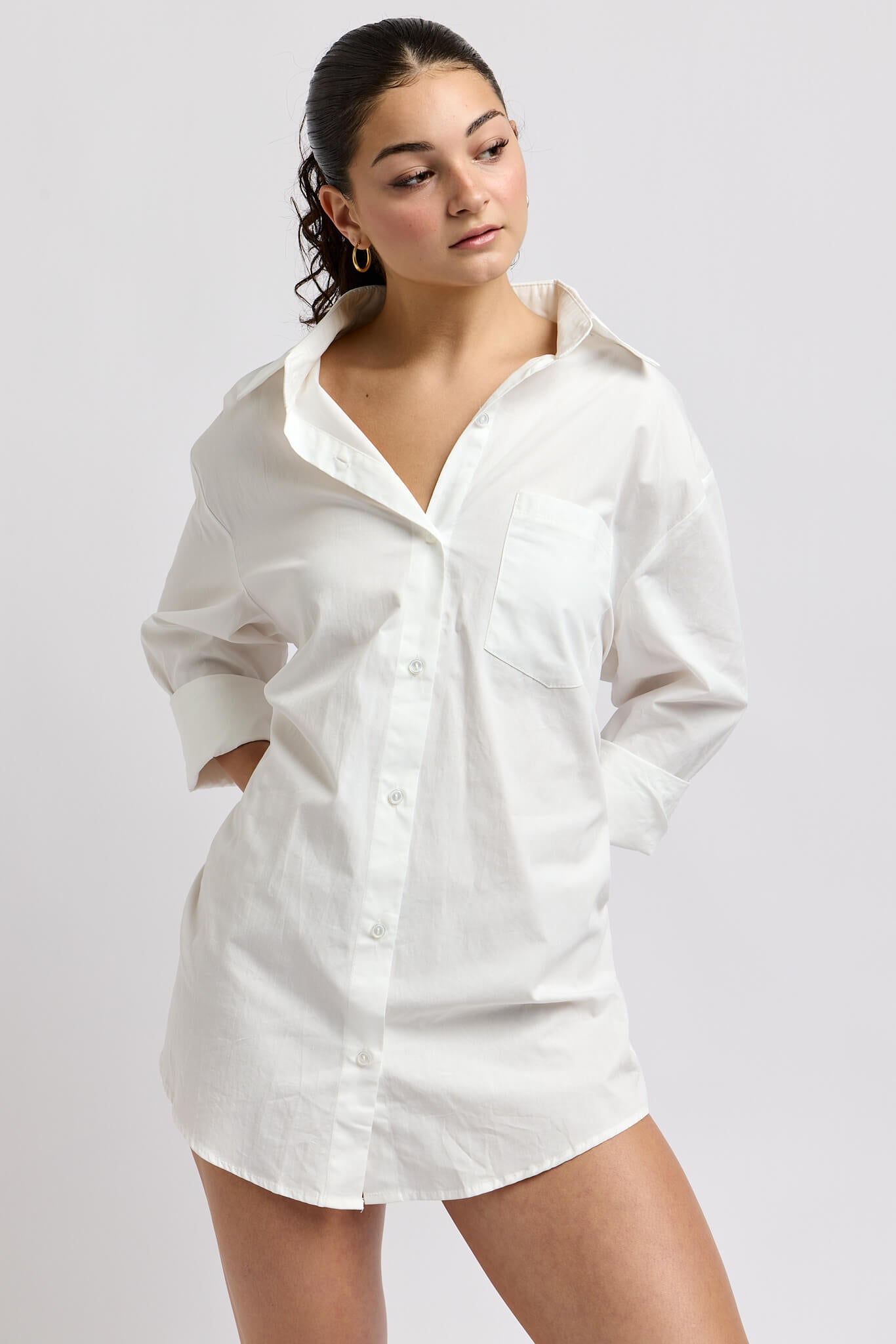 Womens white buttonup tunic top