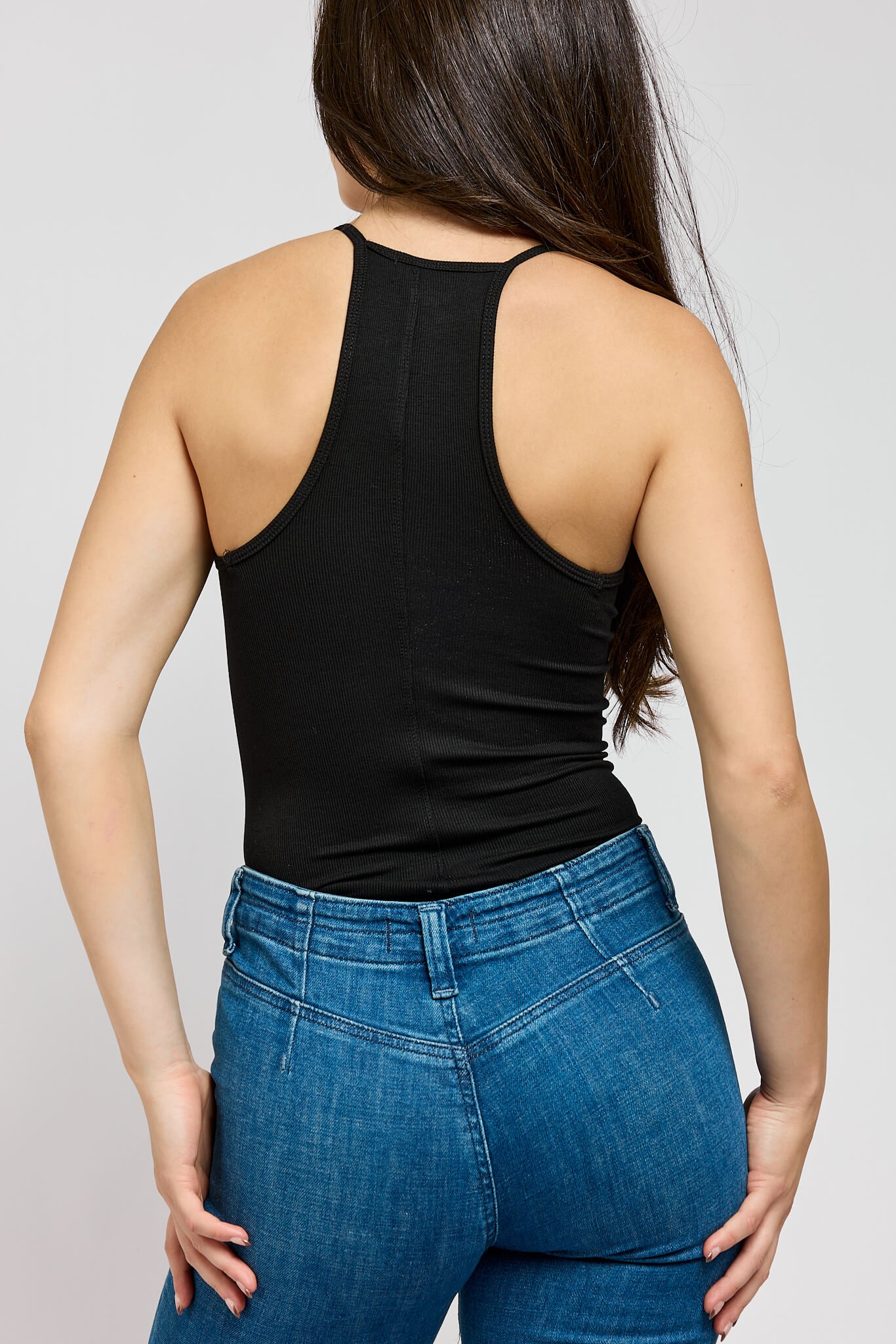 Womens racer back tank in black