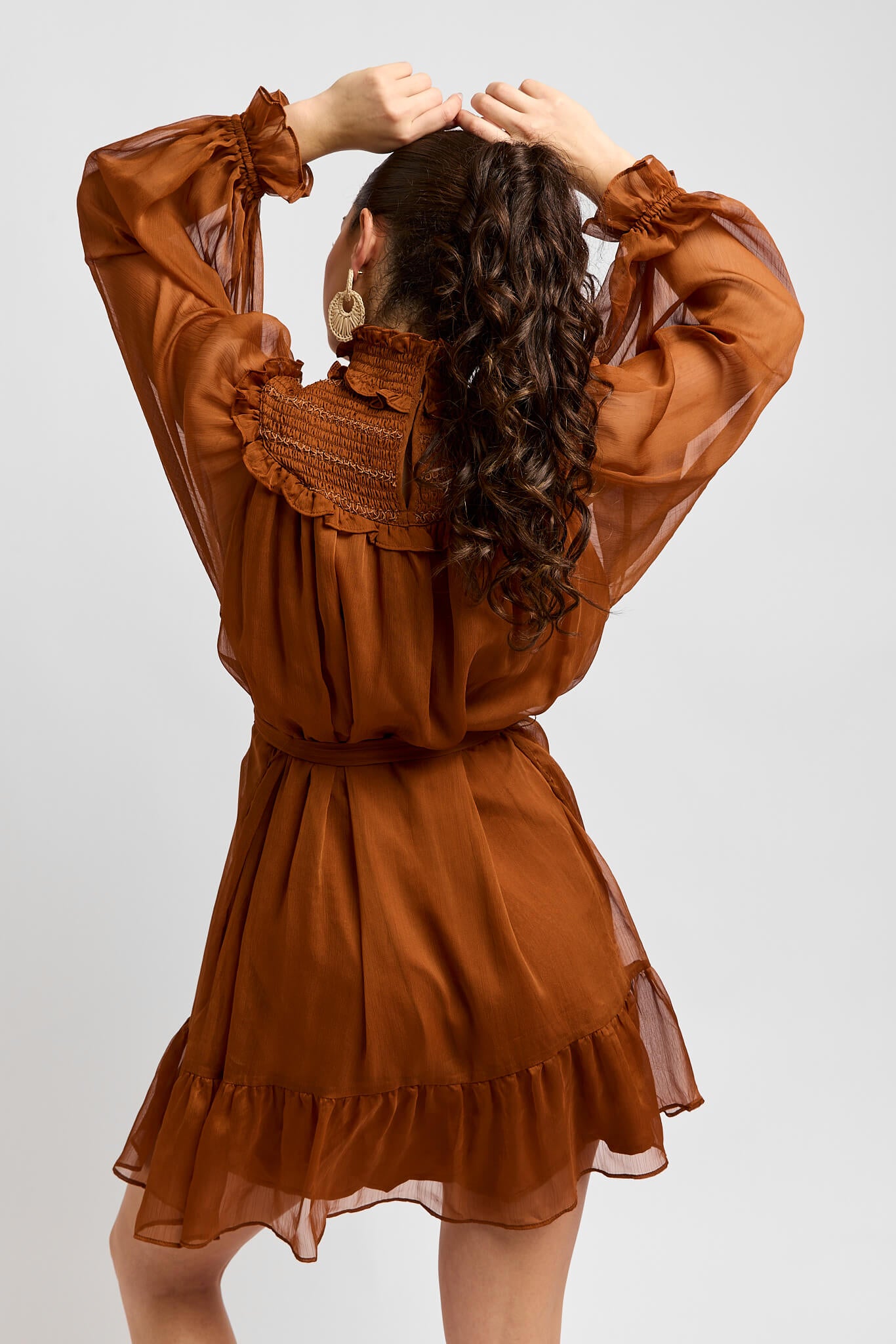 Womens bronze sheer dress