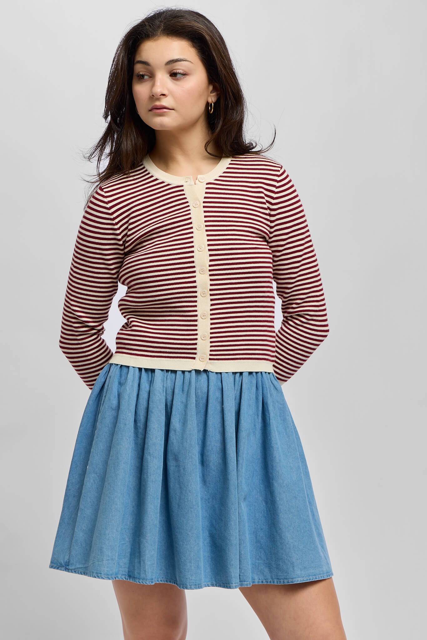 Womens cardigan with buttons along front