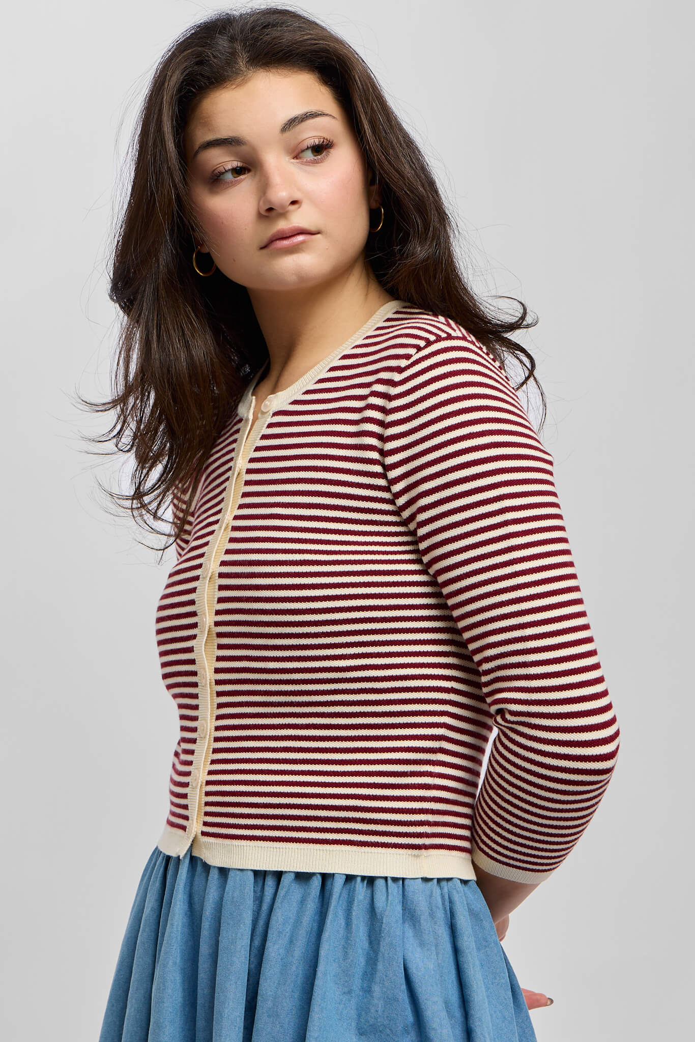 Womens striped cropped cardigan