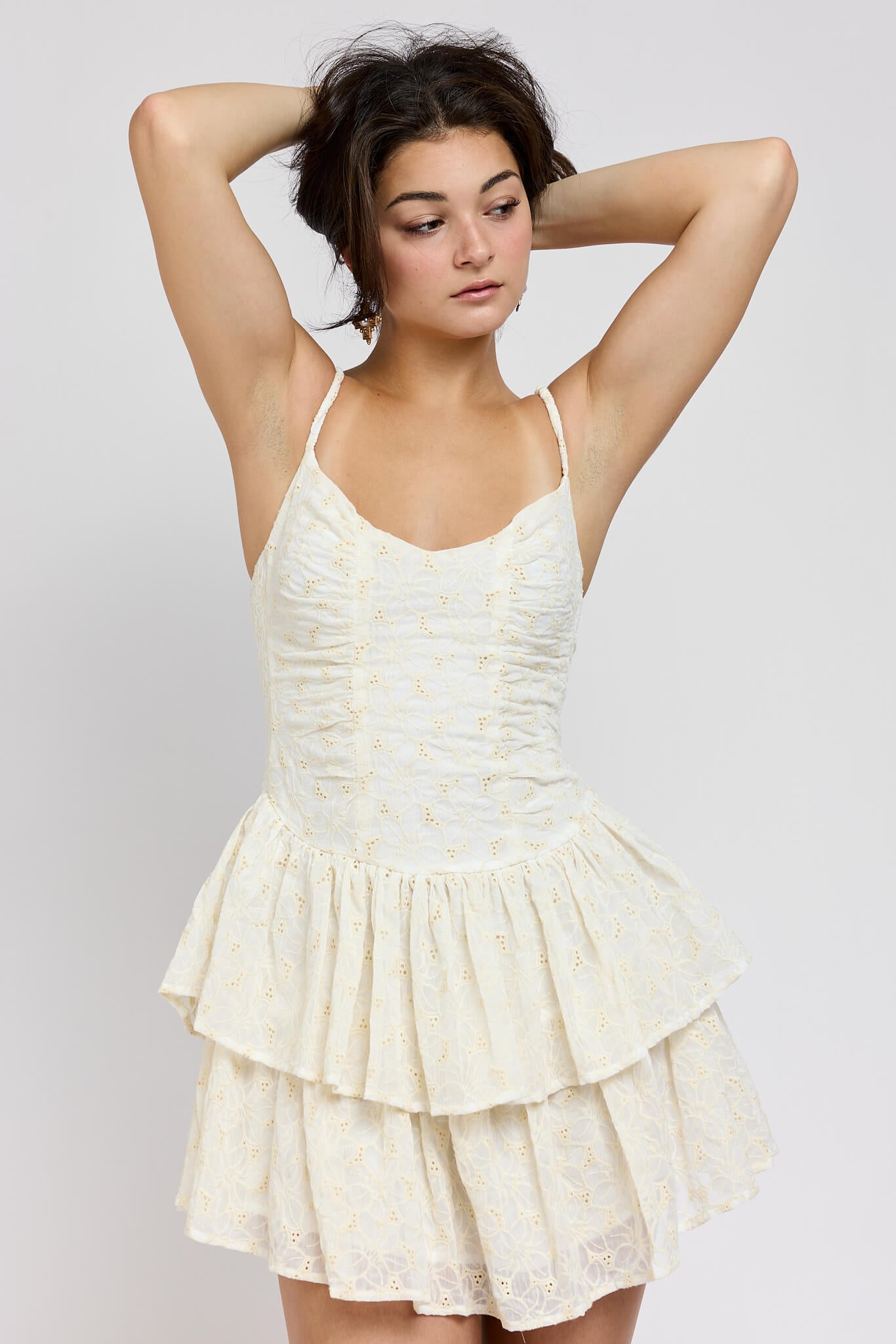 Womens lace detail tiered dress