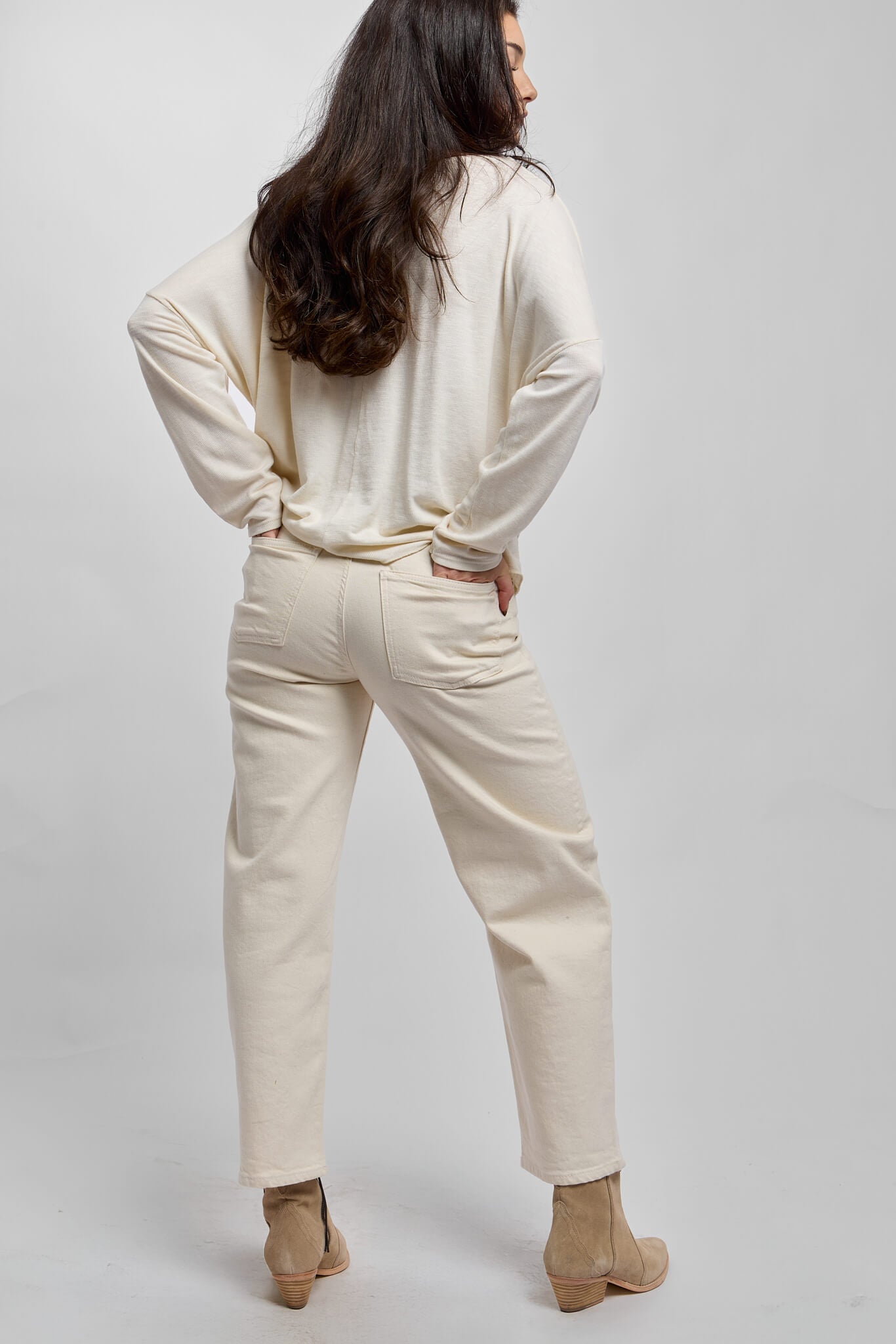 Mavi nica high rise jeans in beige classic blue