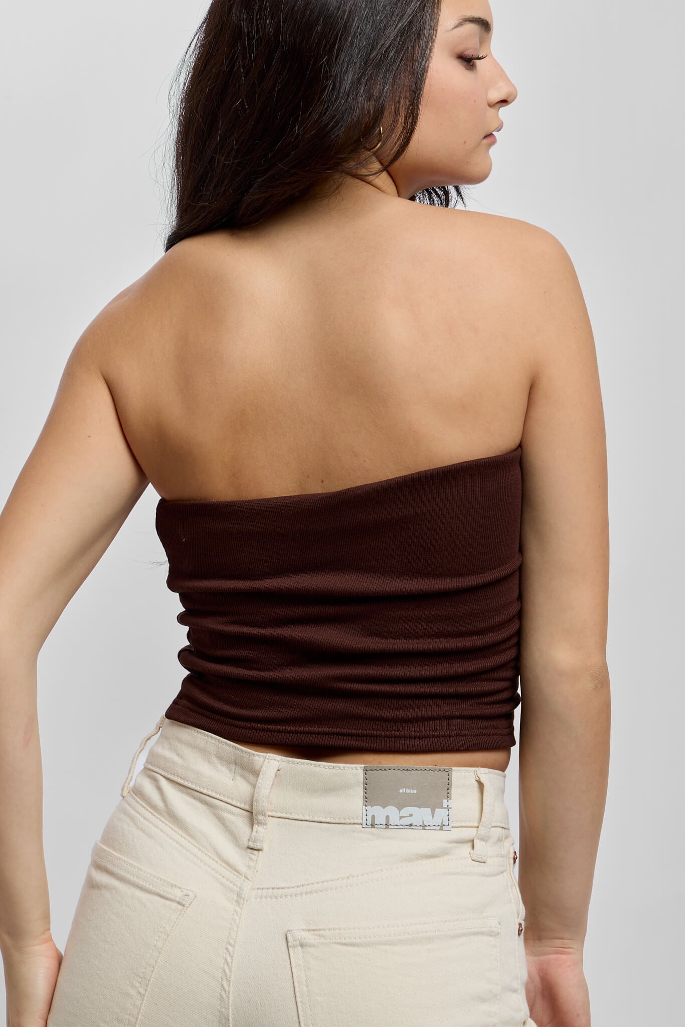 Womens brown ribbed tube top