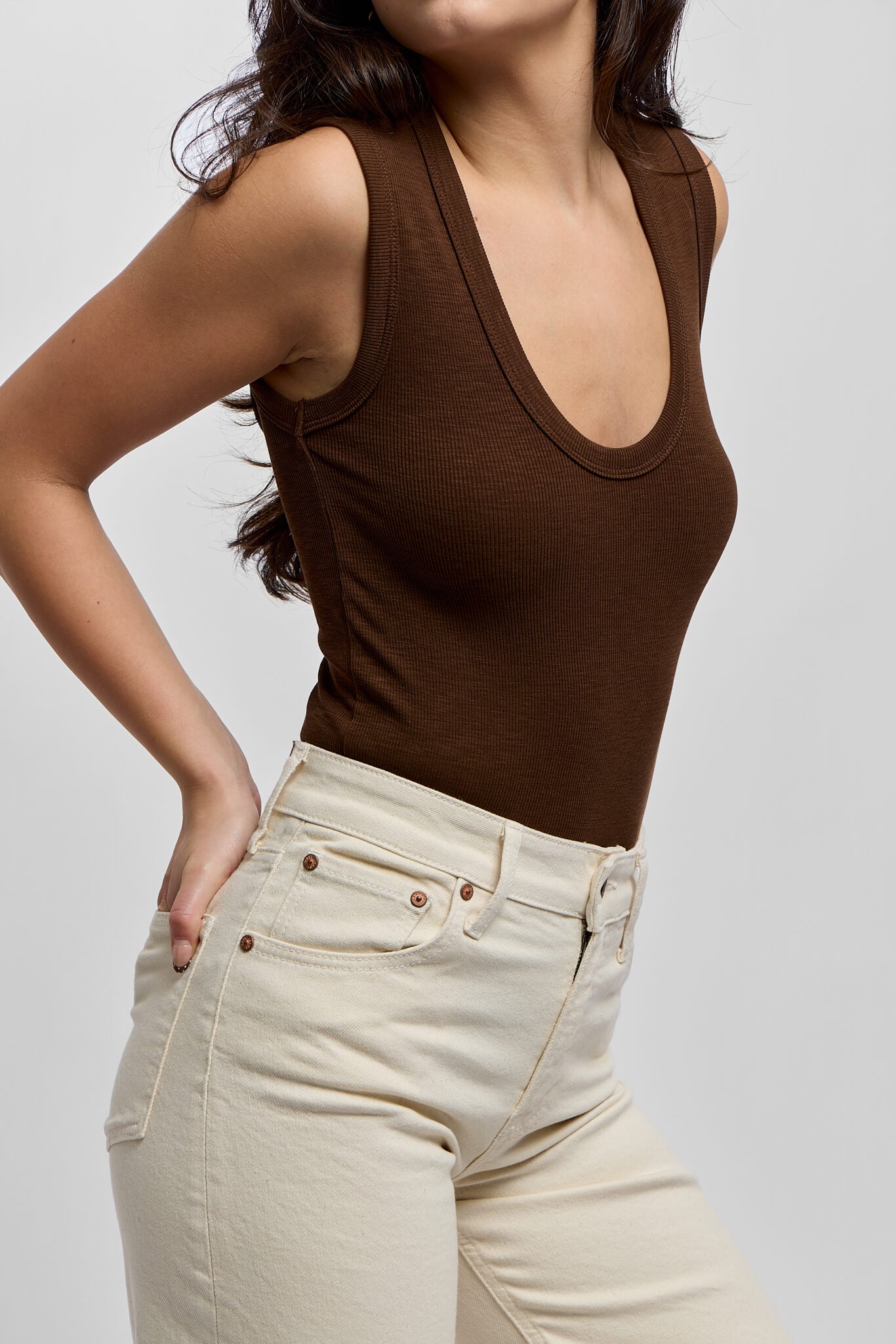 Womens full length brown tank top