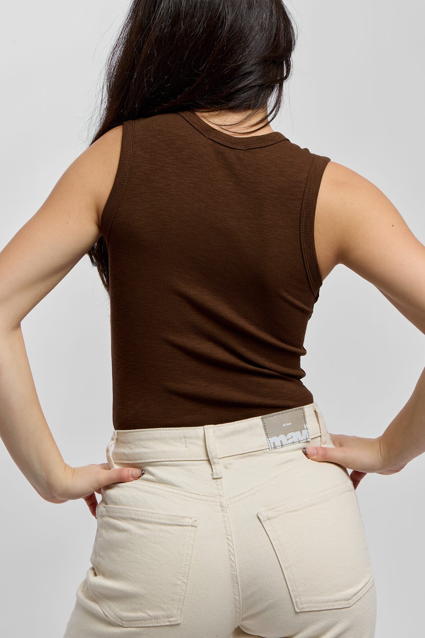 Womens brown wide strap tank top