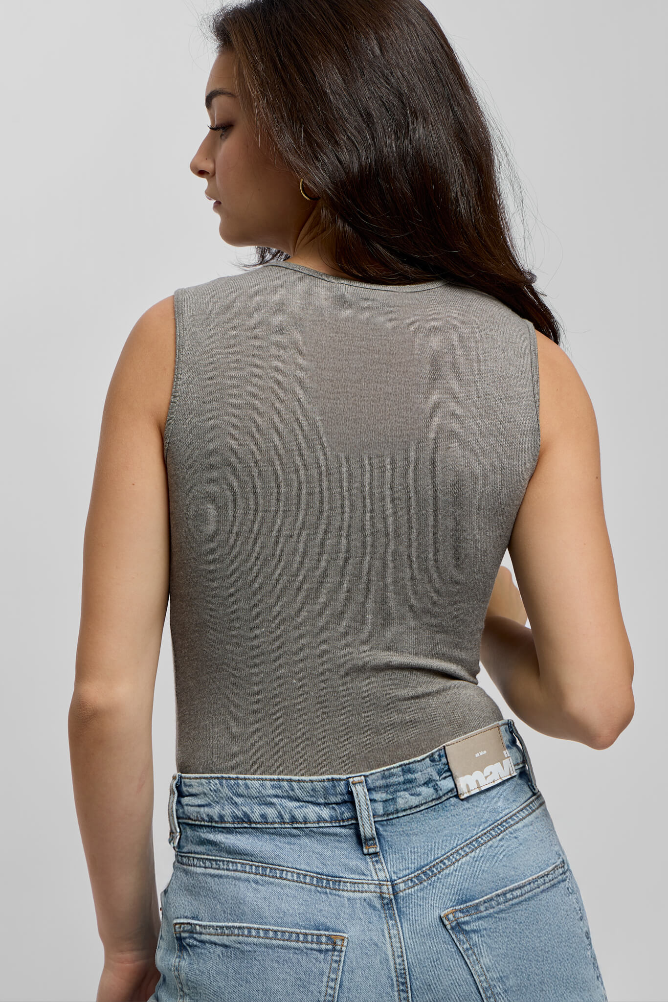 Womens grey round neckline bodysuit