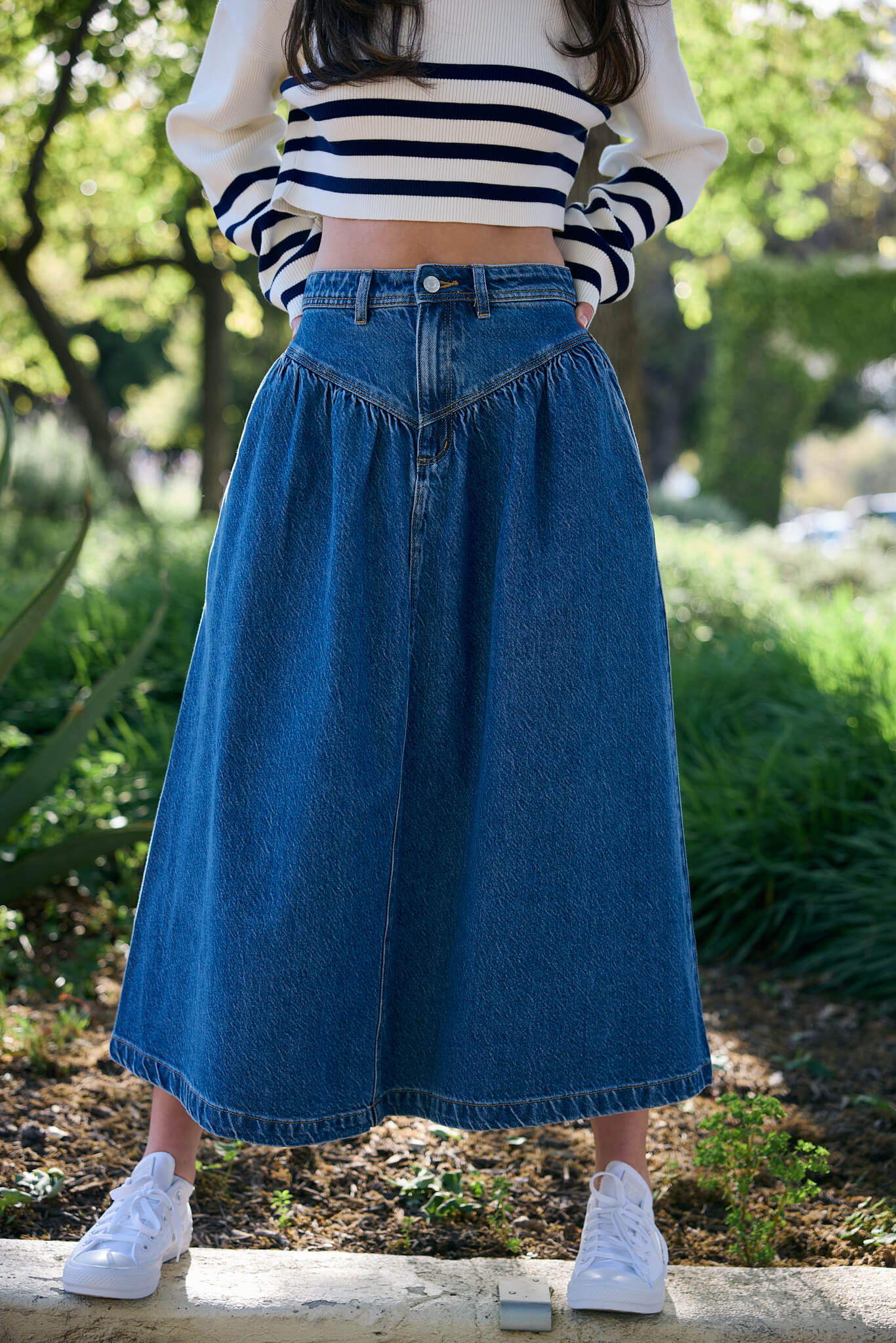 Womens denim high waist skirt