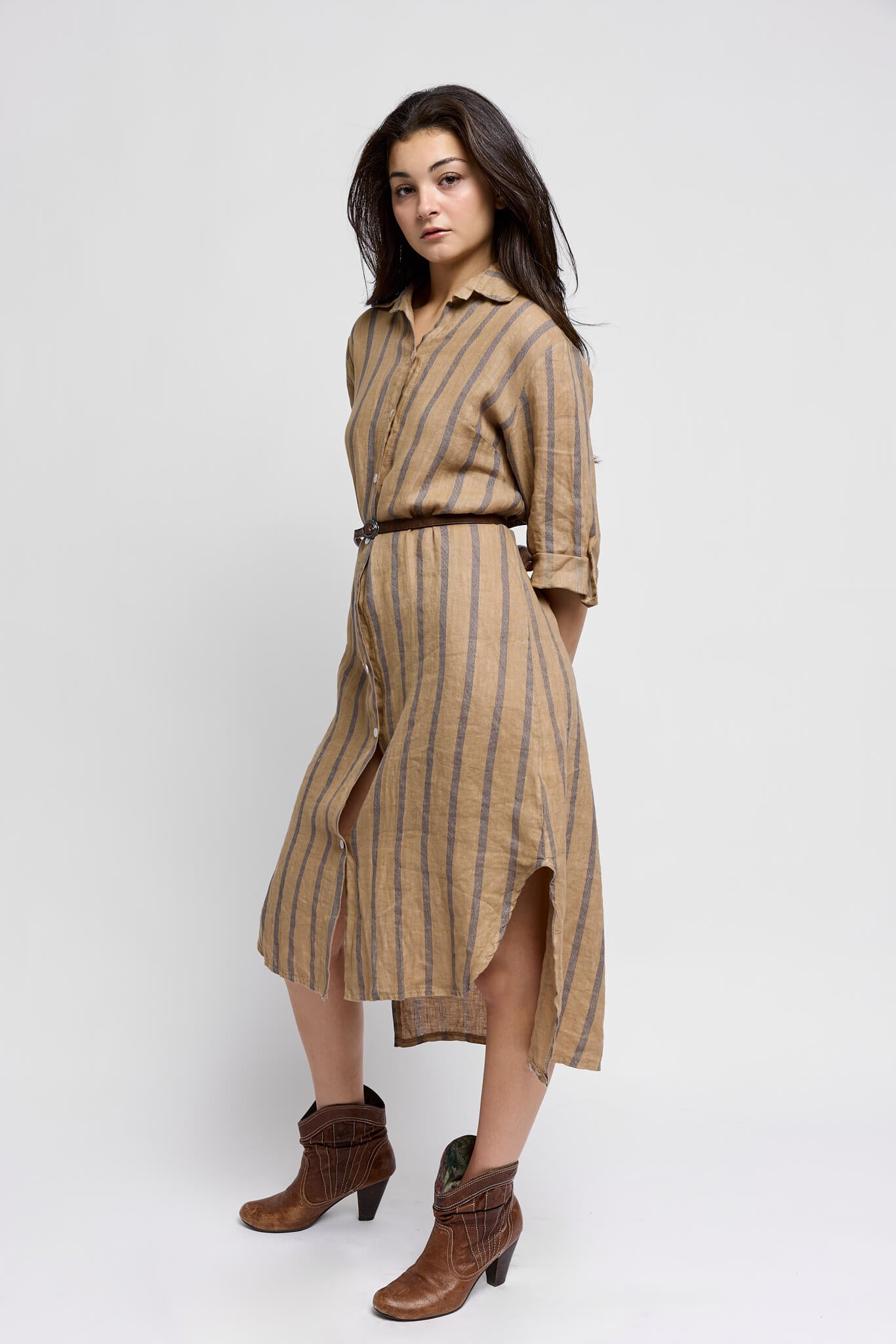 Womens collard tunic buttonup down front