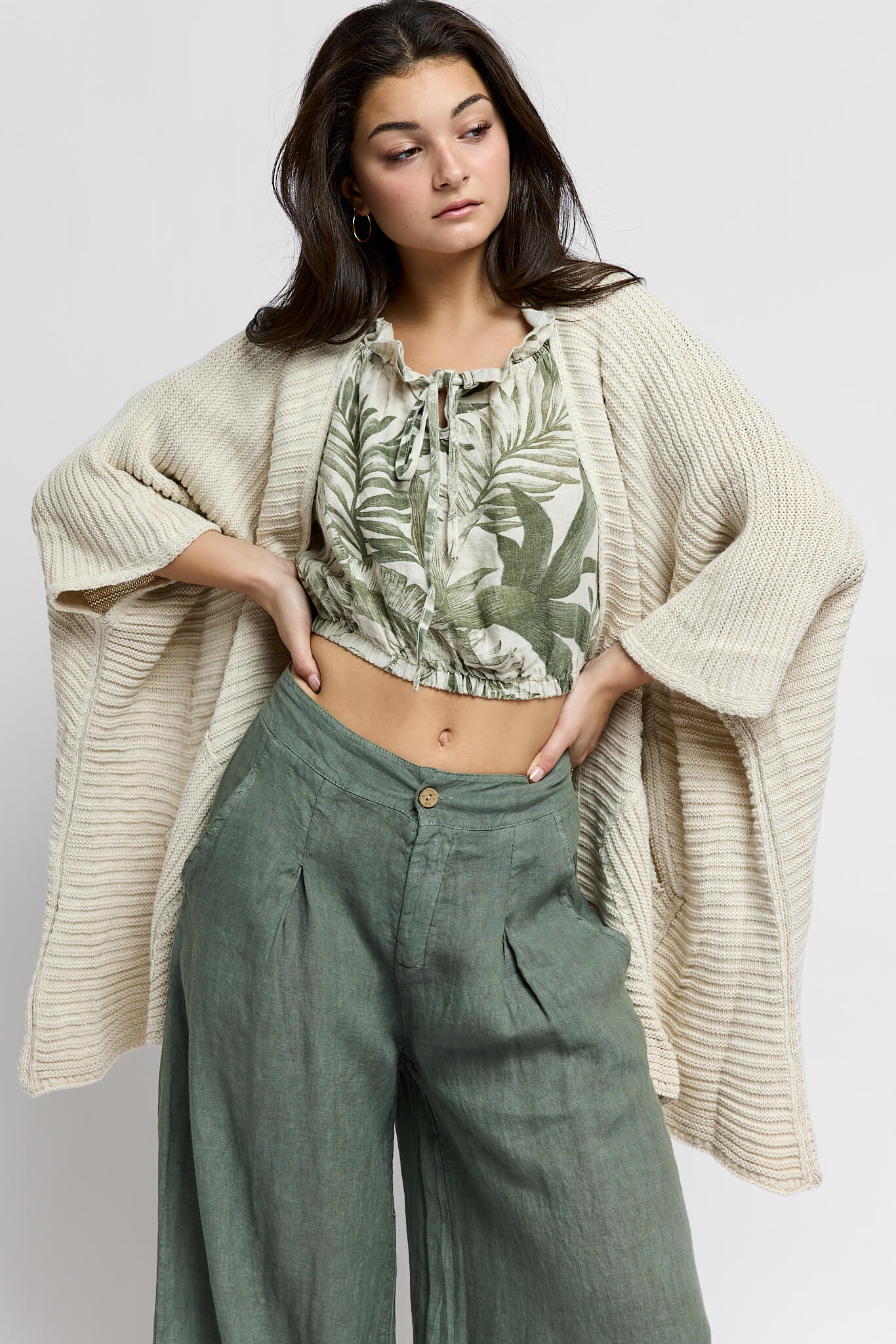 Womens leaf printed crop top