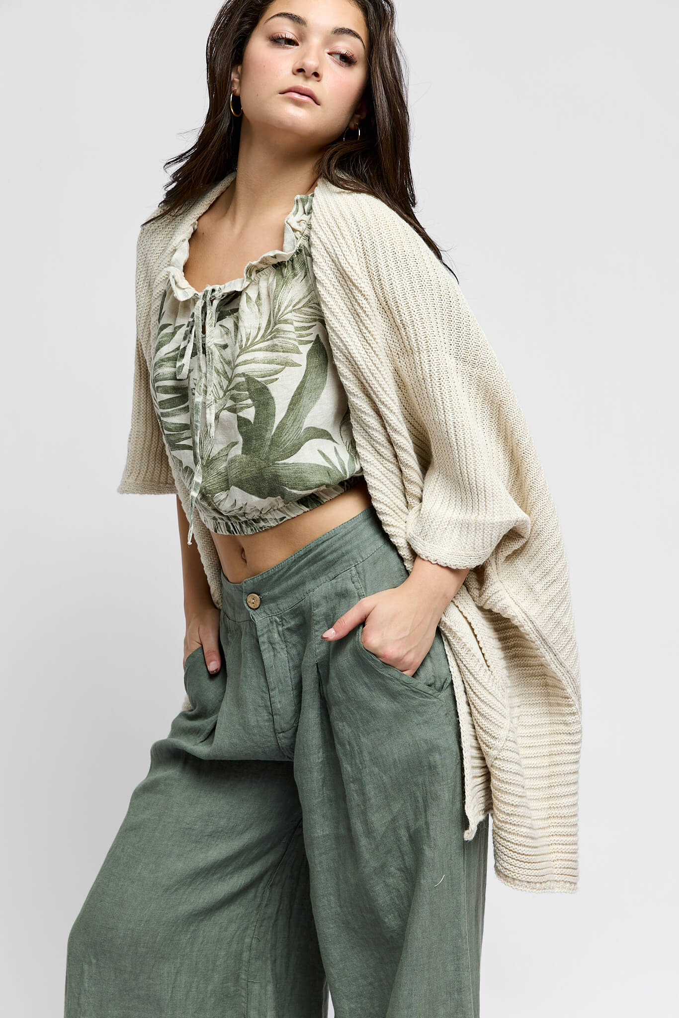 Womens ruffle neckline and tie