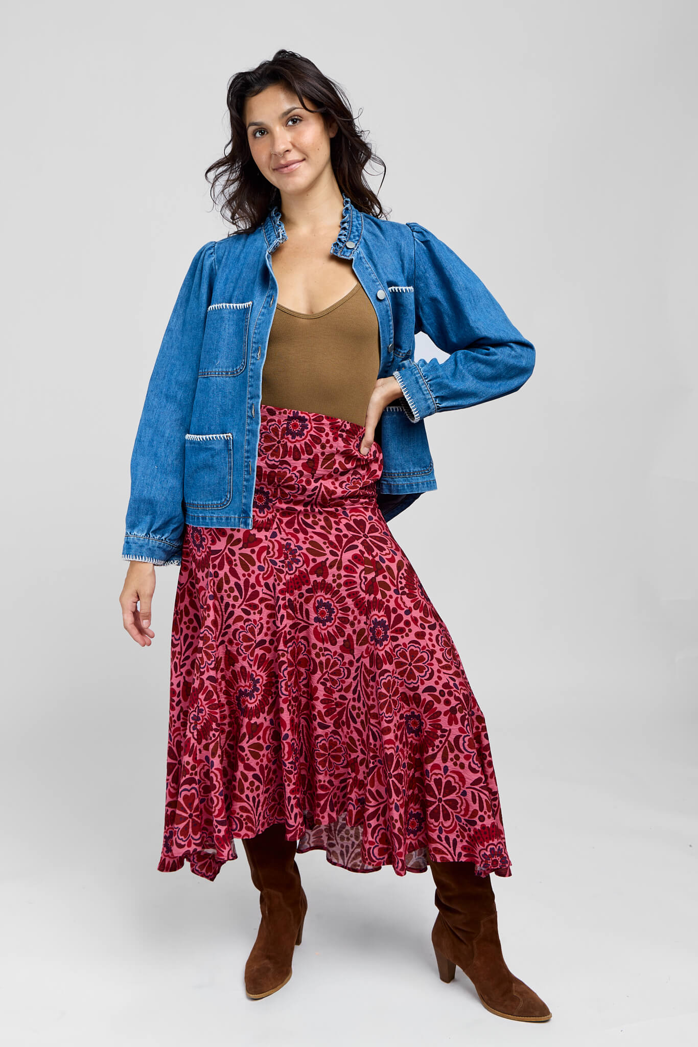 Womens thin ribbed brown v neck tank top