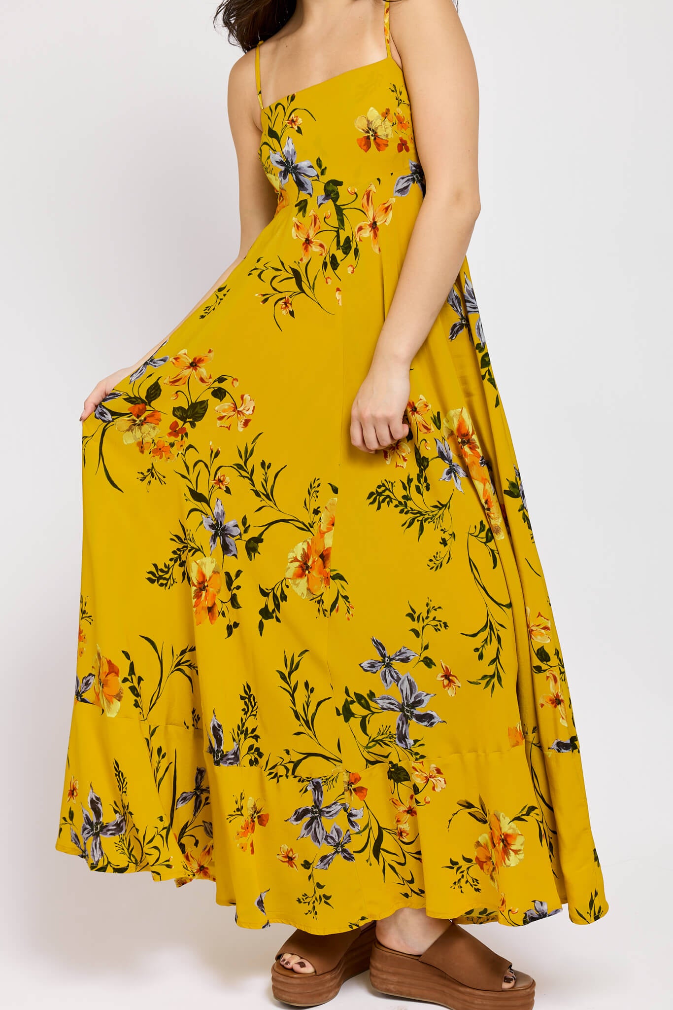 Womens floral printed flowy maxi dress
