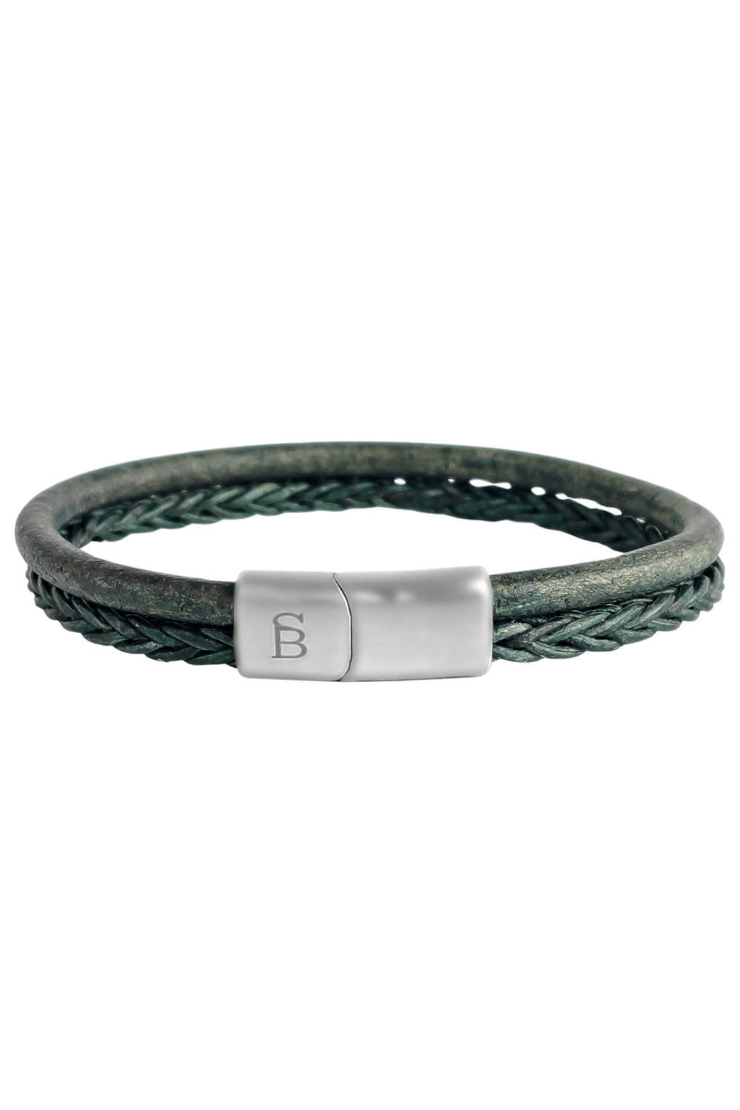 steel & barnett silver denby leather bracelet