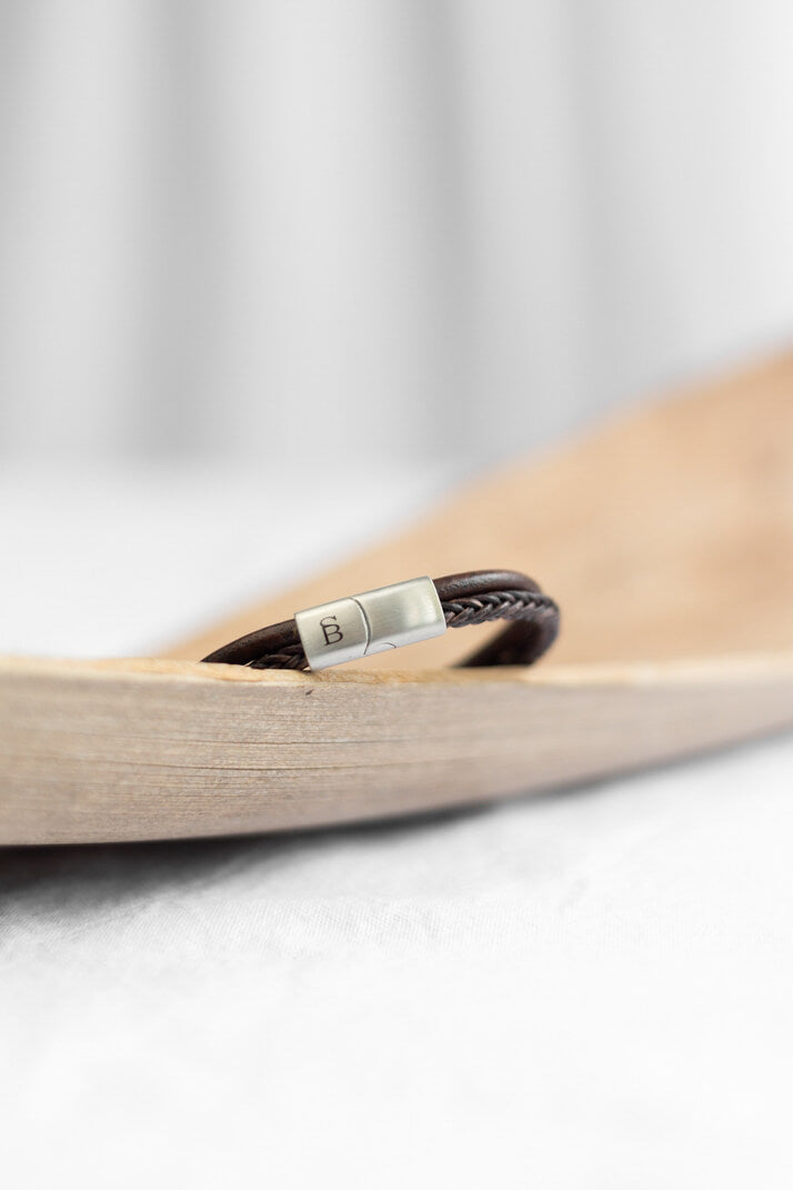 steel & barnett silver denby leather bracelet