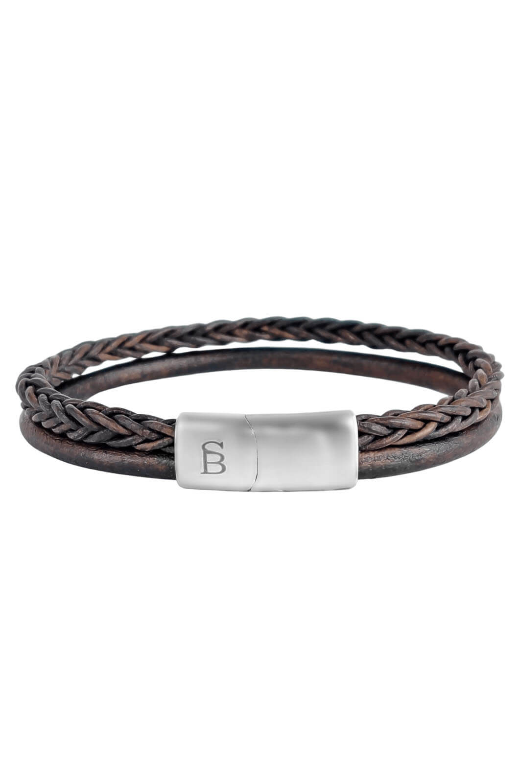 steel & barnett silver denby leather bracelet